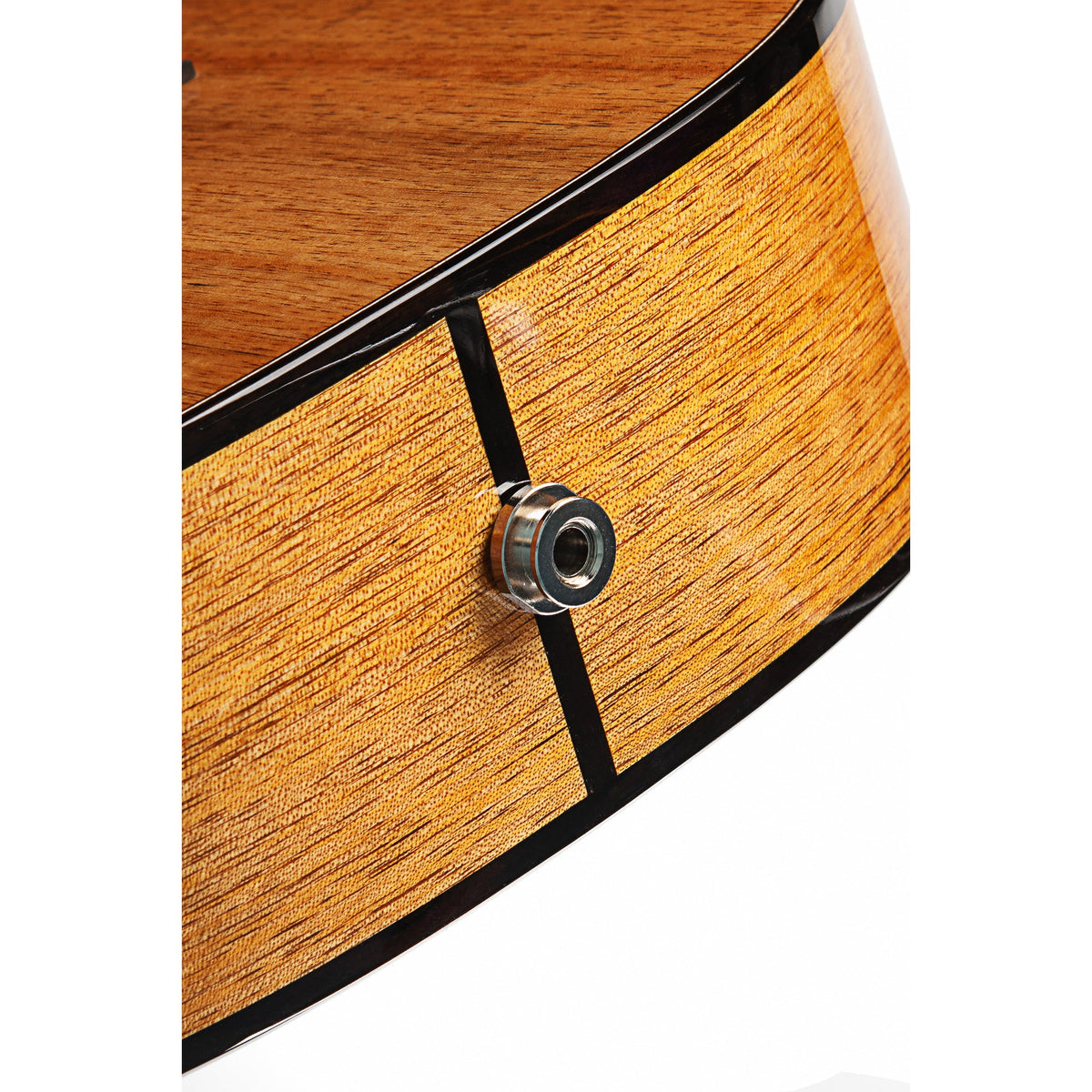 Close-up of the Kala KA-WP-MNG-GB-E upper body edge and offset side sound port