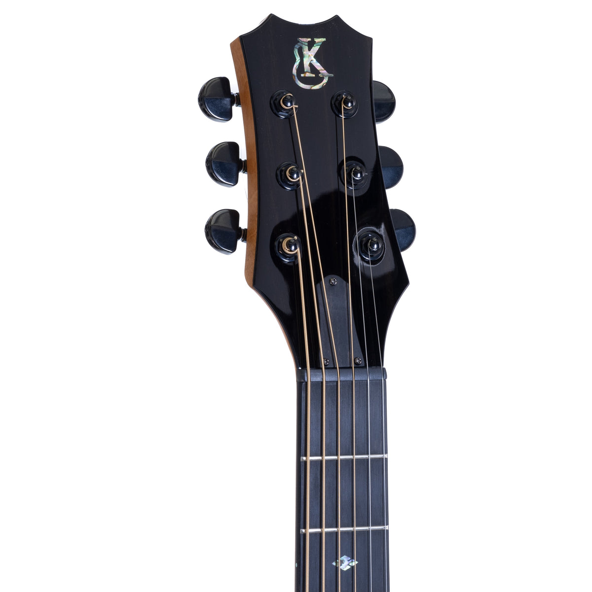 Example photo: an earlier Kanile'a KG-2 Pro, serial G0059, headstock with Gotoh black locking tuners