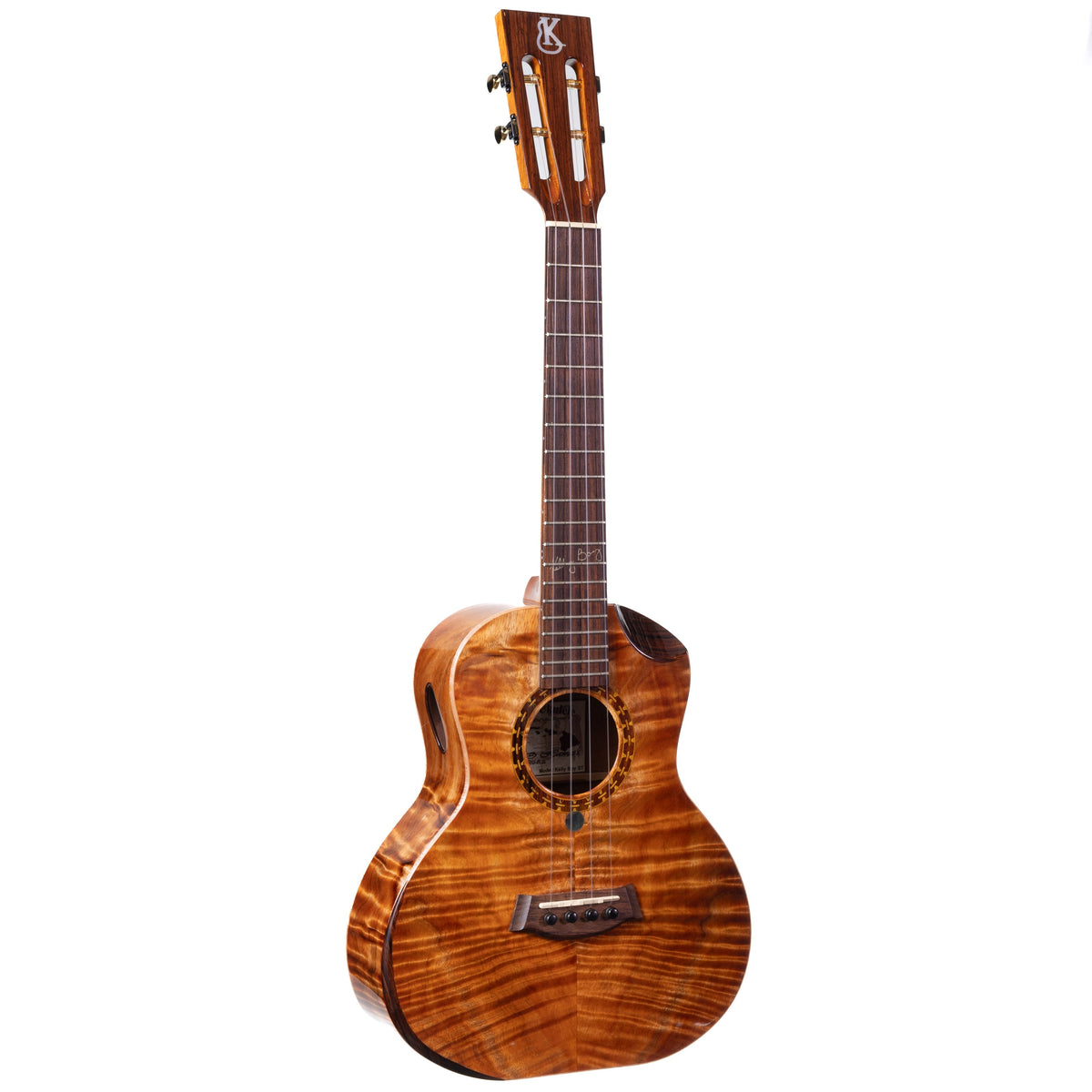 Example photo: an earlier Kanile'a Kelly Boy super tenor, serial 26766, angled full view