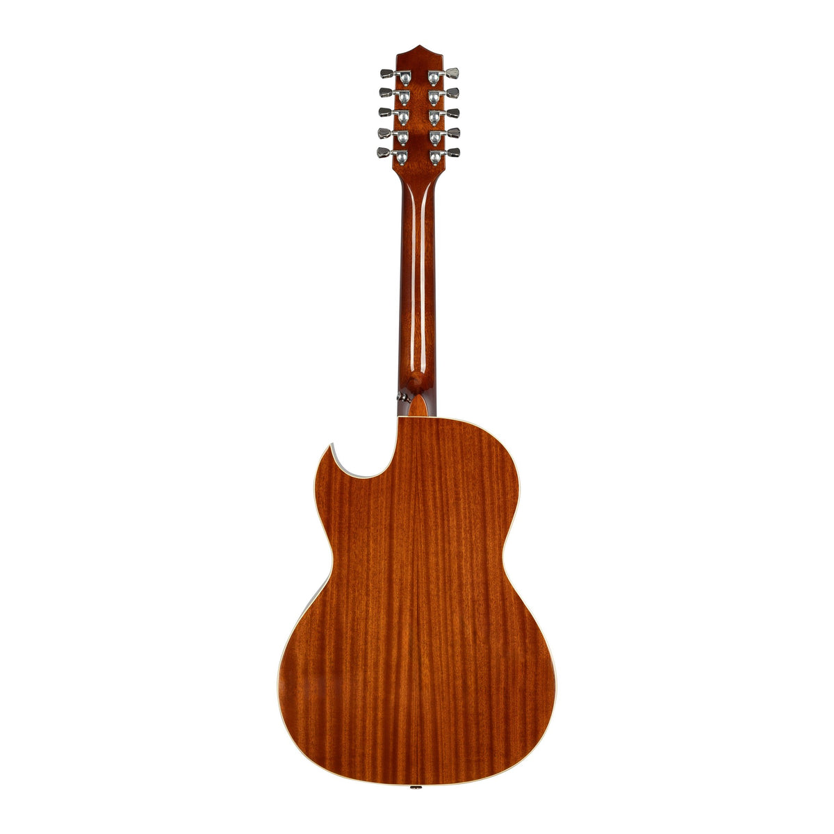 H. Jimenez LBQ1EGT Palomazo Gold Sparkle Top Cutaway Acoustic Electric Bajo Quinto, full back view from headstock to end