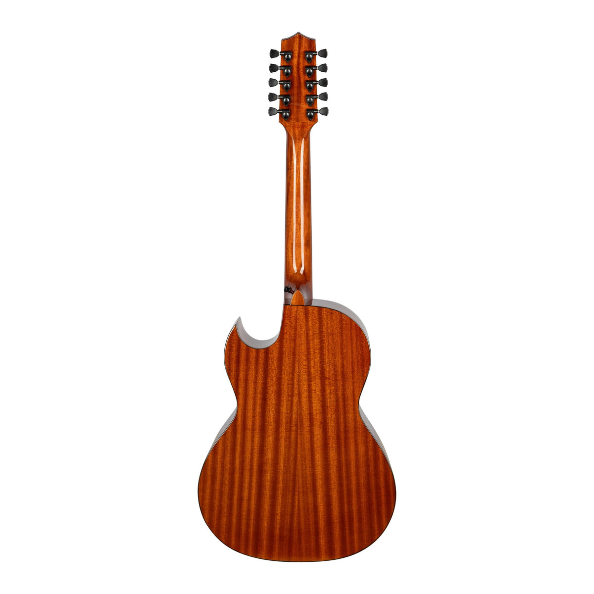 H. Jimenez LBQ1GXE-AB Aurora Borealis Purple-Blue Sparkle Cutaway Acoustic Electric Bajo Quinto, full back view from headstock to end
