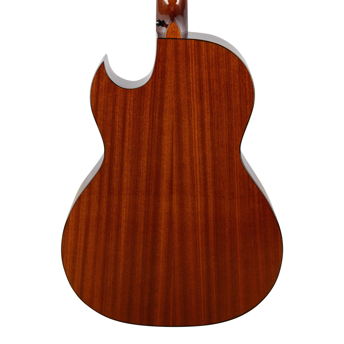 H. Jimenez LBQ1GXE-CN Cosmic Nebula Turquoise Sparkle Cutaway Acoustic Electric Bajo Quinto, back of the body showing the back and sides