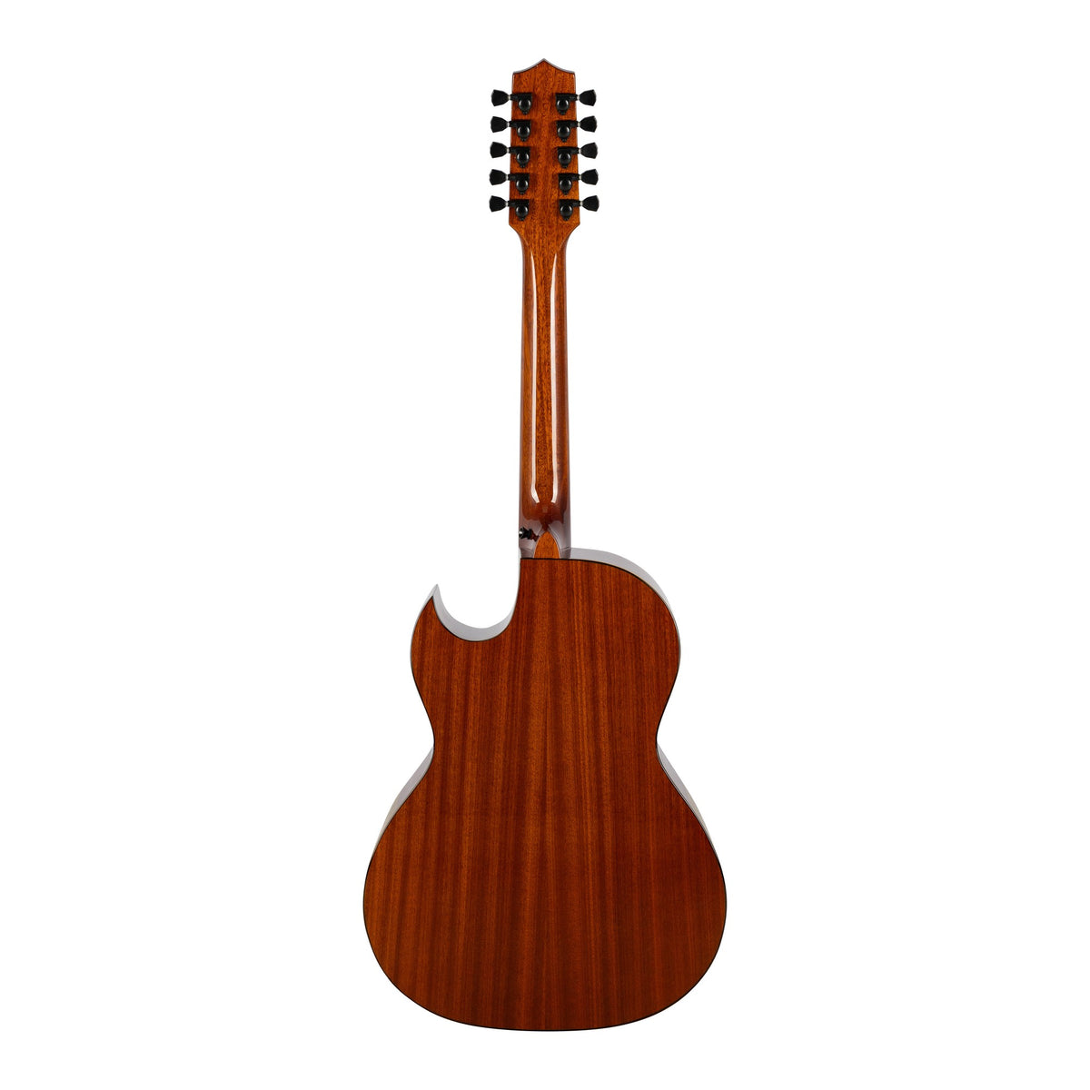 H. Jimenez LBQ1GXE-CN Cosmic Nebula Turquoise Sparkle Cutaway Acoustic Electric Bajo Quinto, full back view from headstock to end