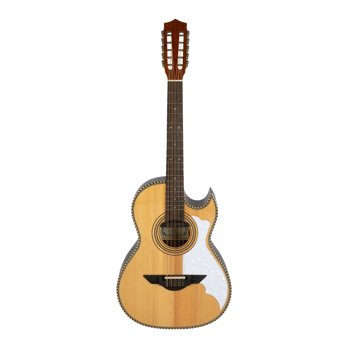 H. Jimenez LBQ2E El Músico Cutaway Acoustic Electric Bajo Quinto, full front view from headstock to end