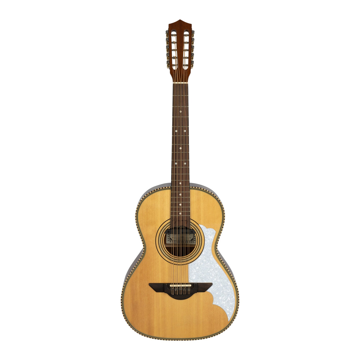 H. Jimenez LBQ2NCE El Músico Non-Cutaway Acoustic Electric Bajo Quinto, full front view from headstock to end