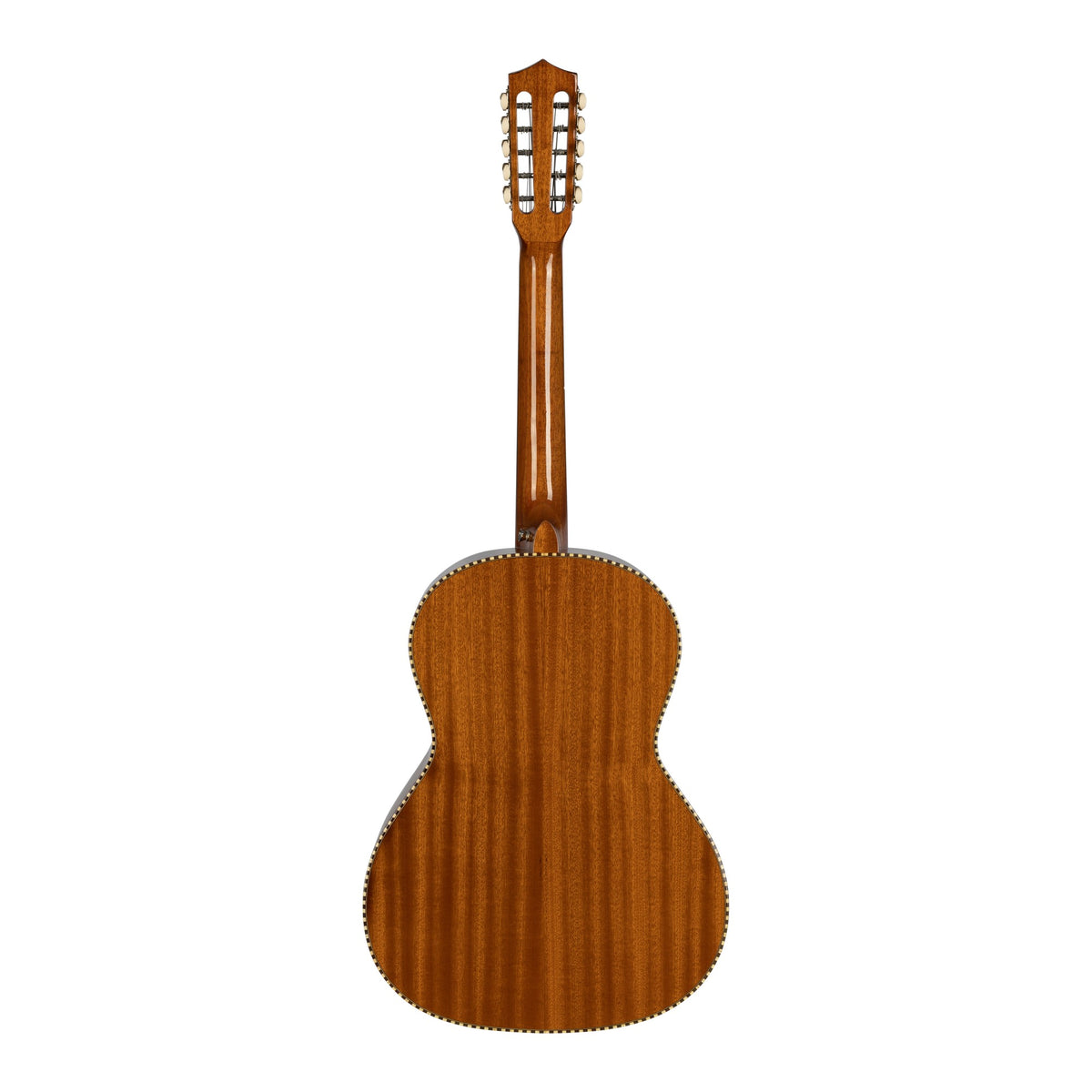 H. Jimenez LBQ2NCE El Músico Non-Cutaway Acoustic Electric Bajo Quinto, full back view from headstock to end