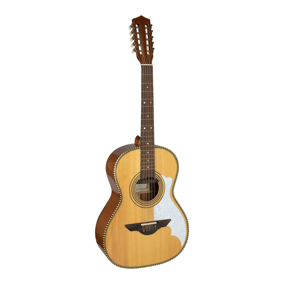 H. Jimenez LBQ2NCE El Músico Non-Cutaway Acoustic Electric Bajo Quinto, angled front view of the body