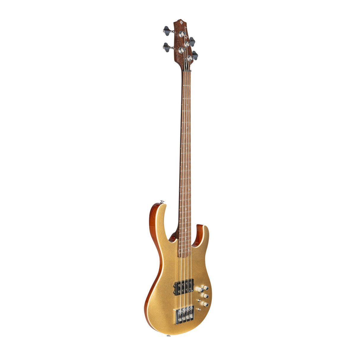 H. Jimenez LBS4-GT Camaleón 4-String Electric Bass Guitar - Gold Top, angled front view of the body