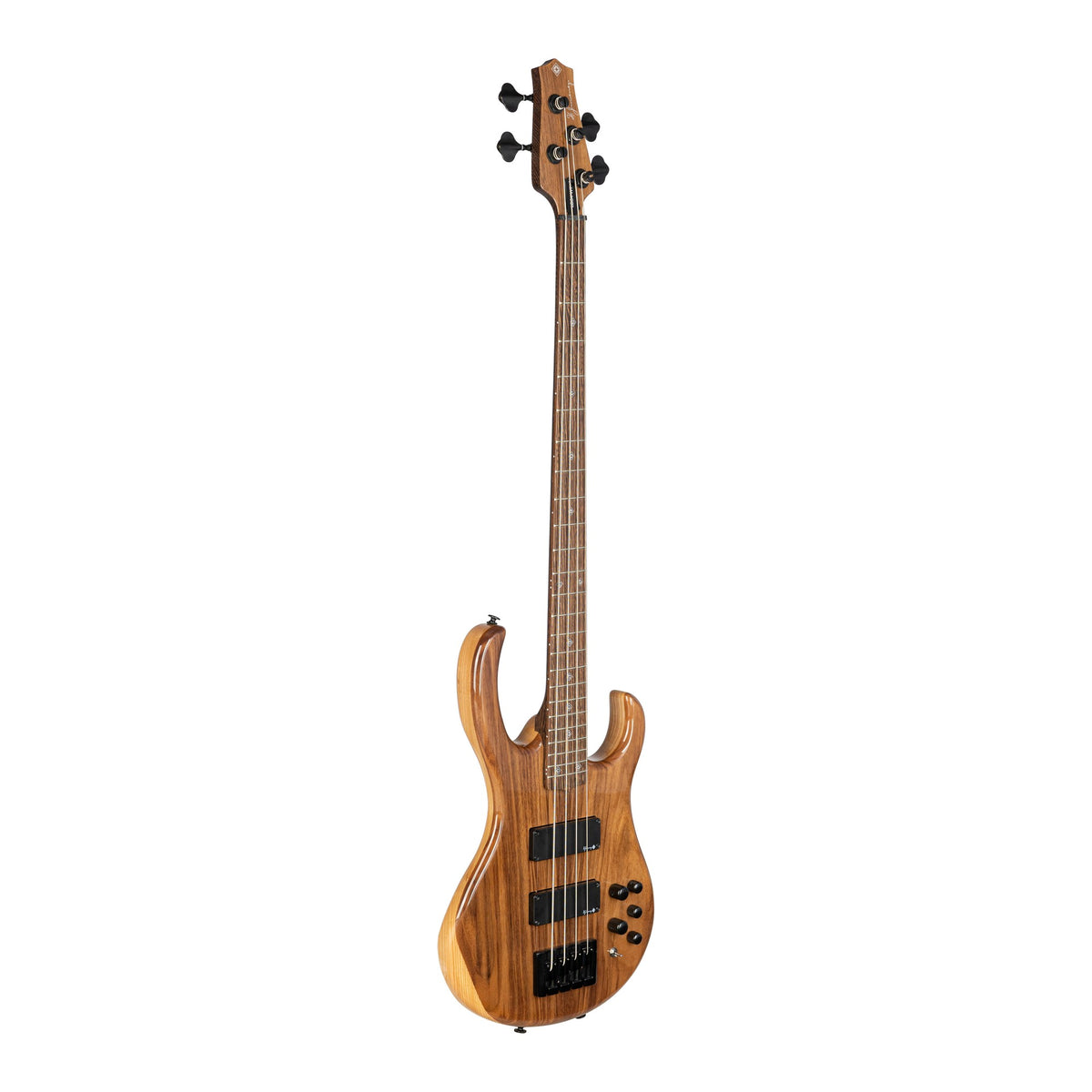 H. Jimenez LBS4-WT Camaleón 4-String Electric Bass Guitar - Natural Walnut Top, angled front view of the body