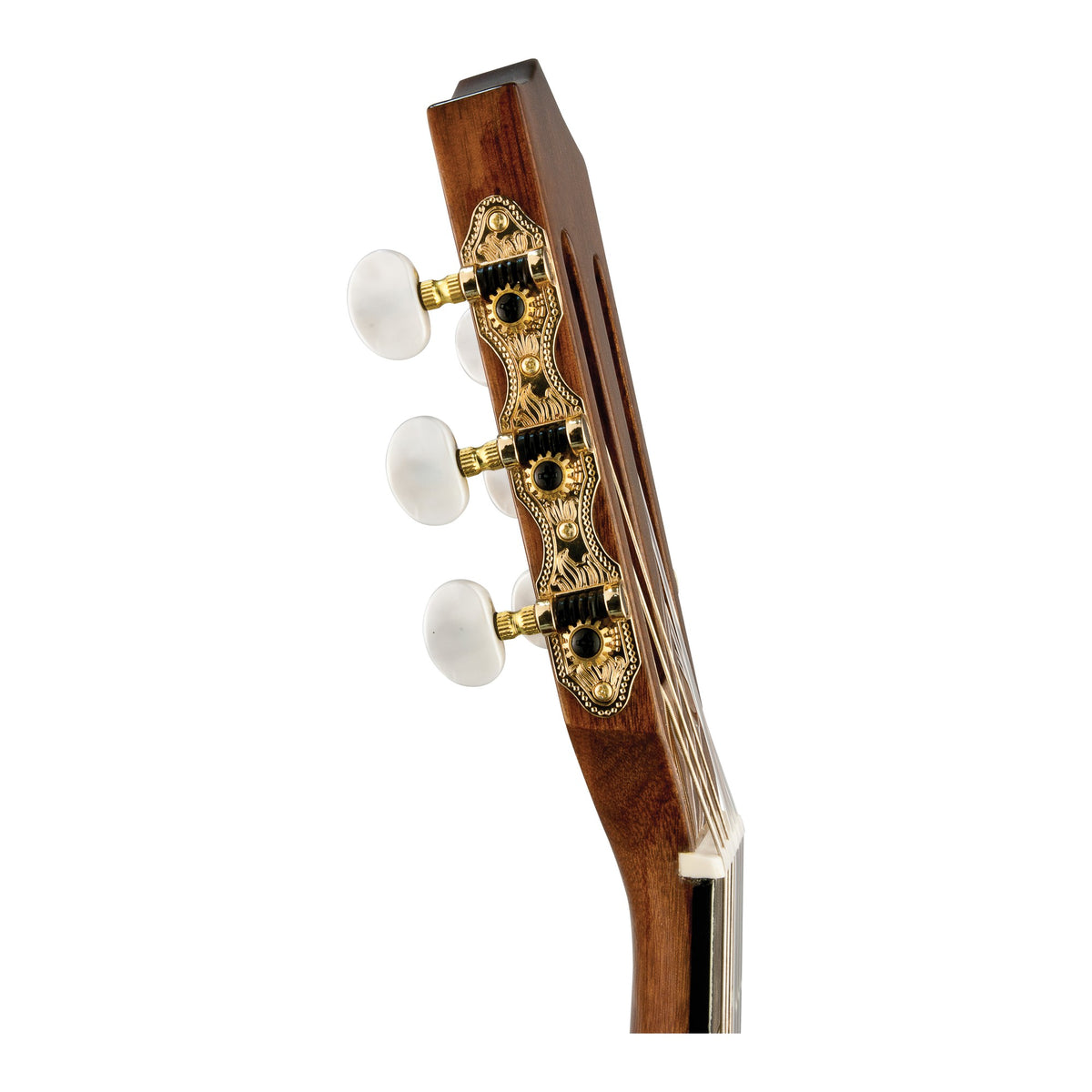 H. Jimenez LG2 El Artista Full Size Nylon String Guitar, headstock side view of the tuners