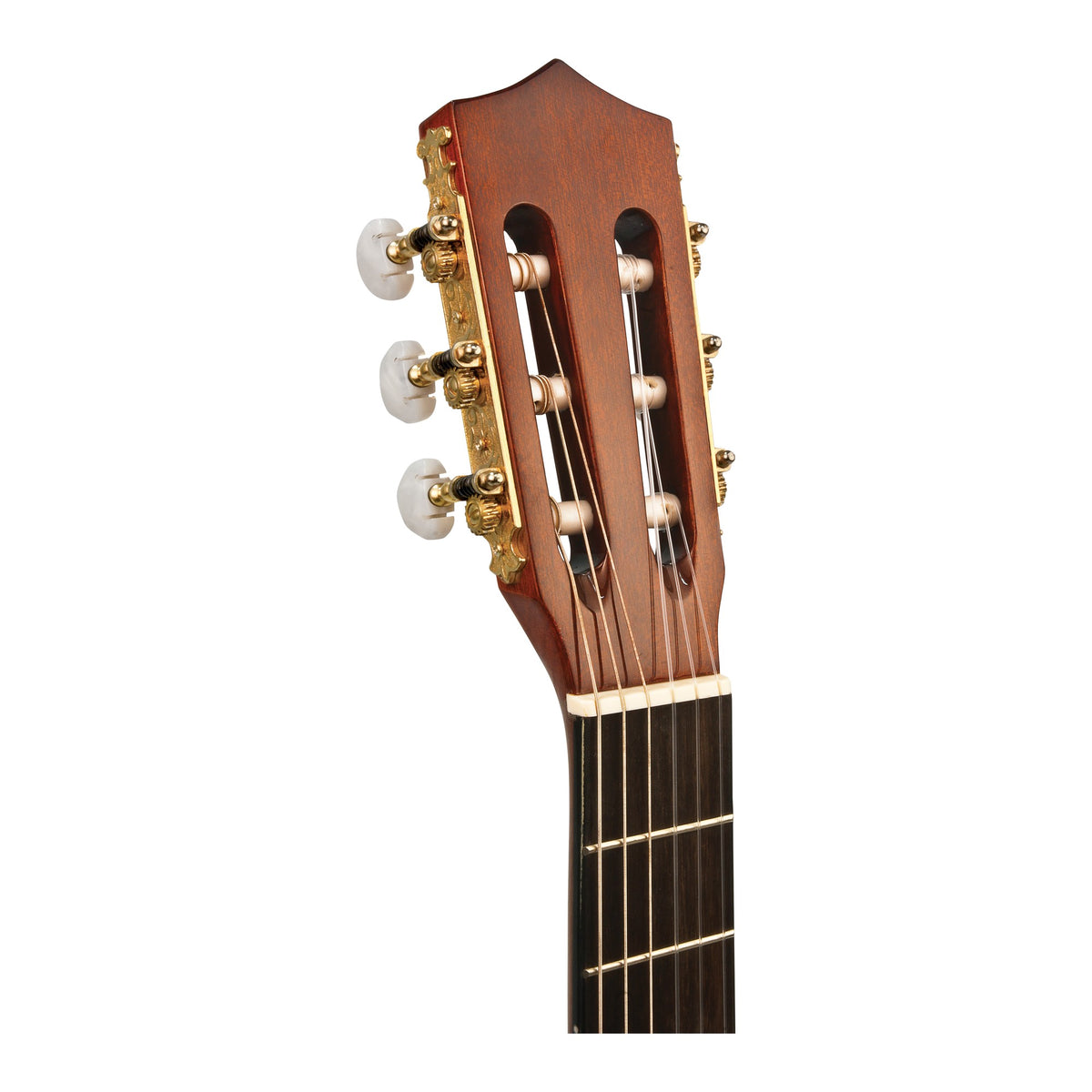 H. Jimenez LG3E El Maestro Nylon String Acoustic Electric Guitar, headstock front with tuners