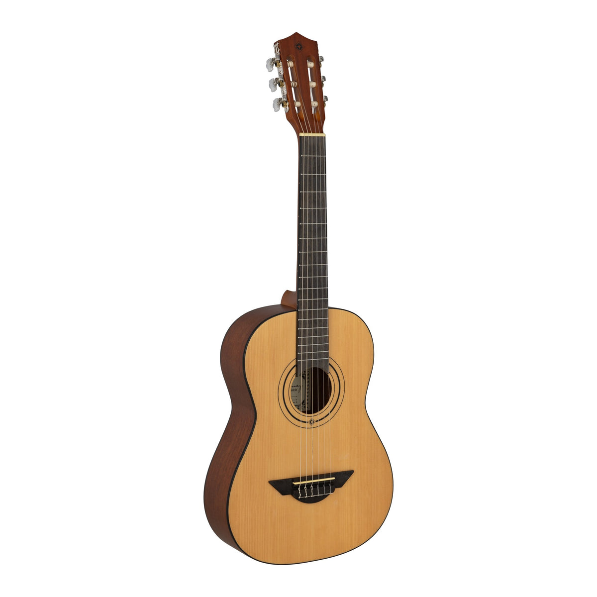 H. Jimenez LG75 Educativo 3/4 Size Nylon String Guitar, angled front view of the body