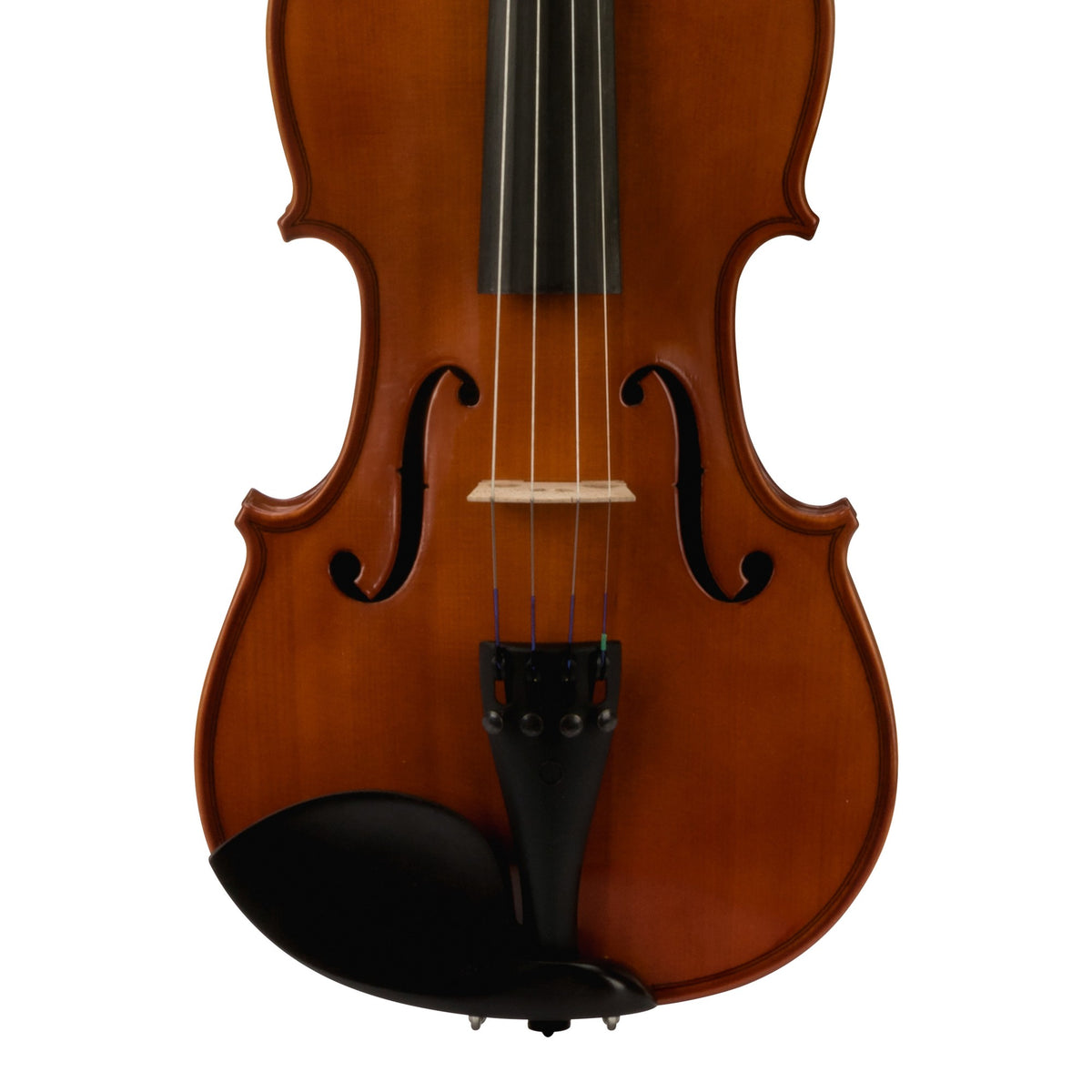 H. Jimenez LMVOE4 Primer Nivel Full Size Violin Outfit, front of the body with the lower fretboard