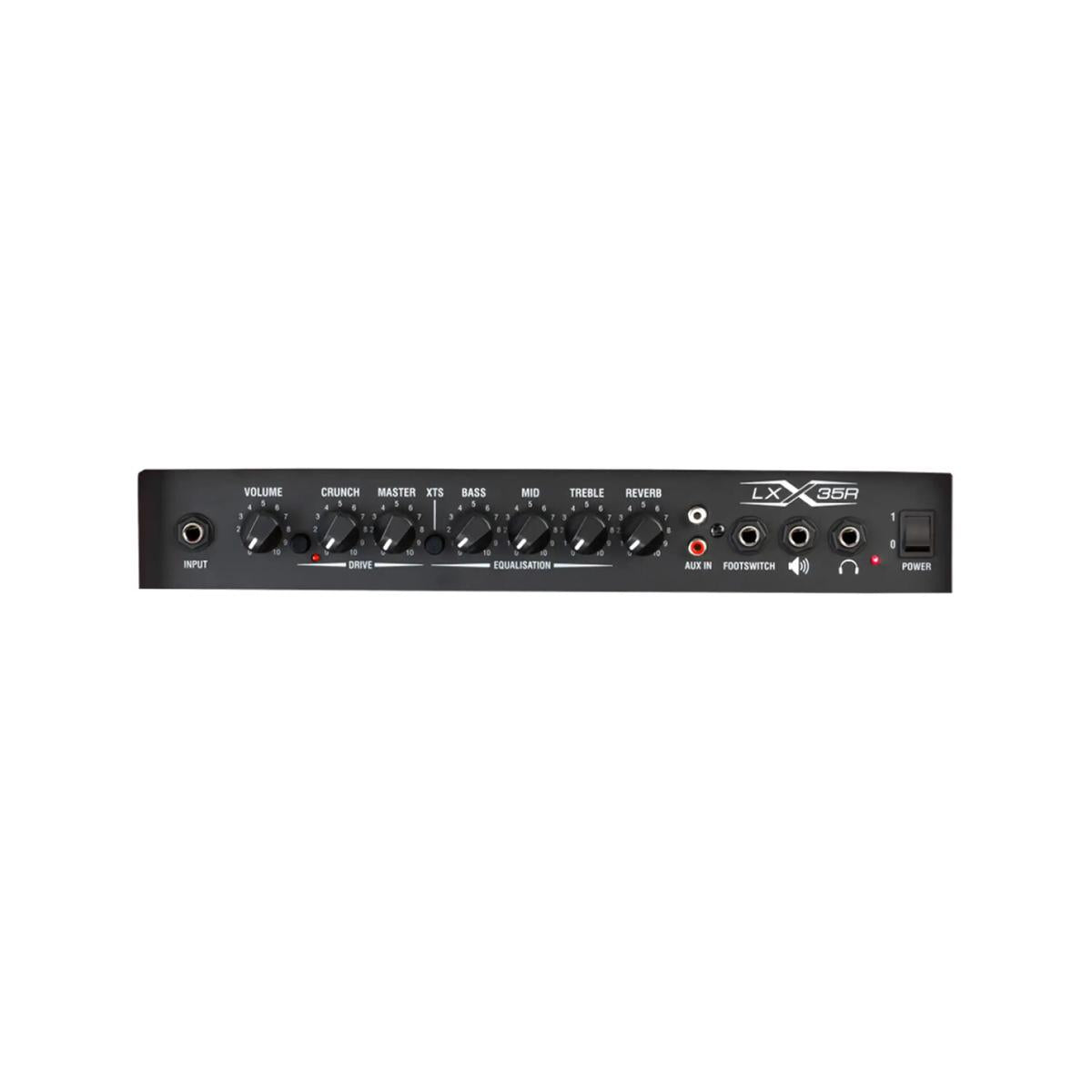 Laney LX35R-RED combo amp, close view of the control panel