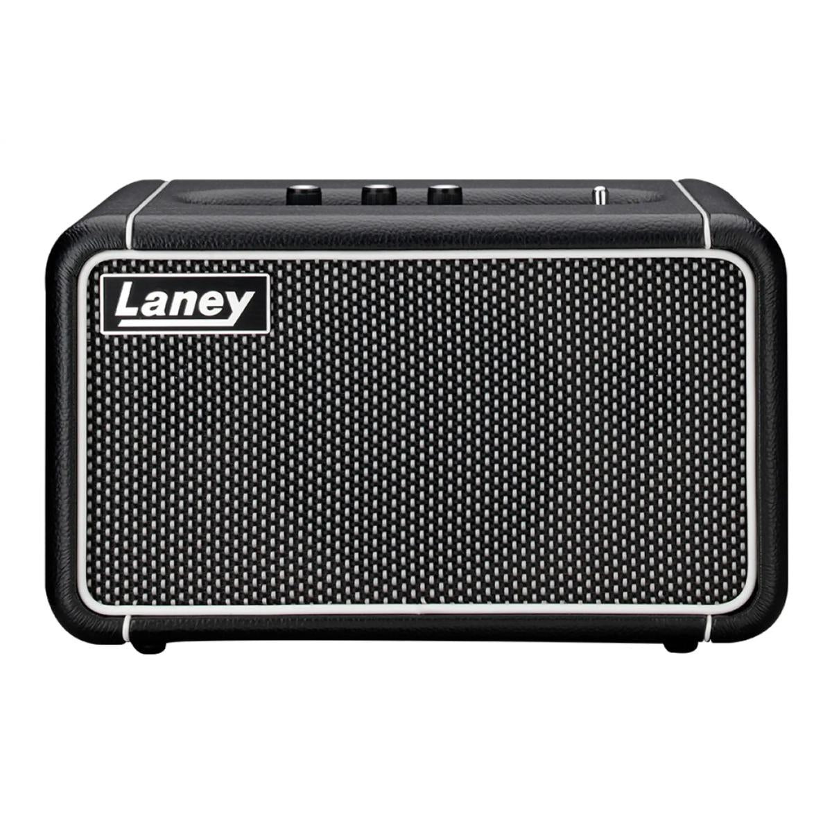 Laney F67 Supergroup portable Bluetooth speaker front with black vinyl cabinet, silver grille and Laney badge