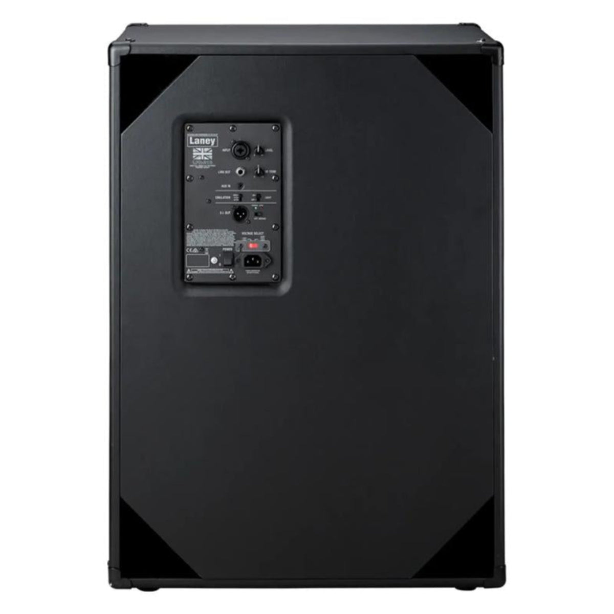 Rear of the Laney LFR-212 powered cabinet showing the amplifier panel