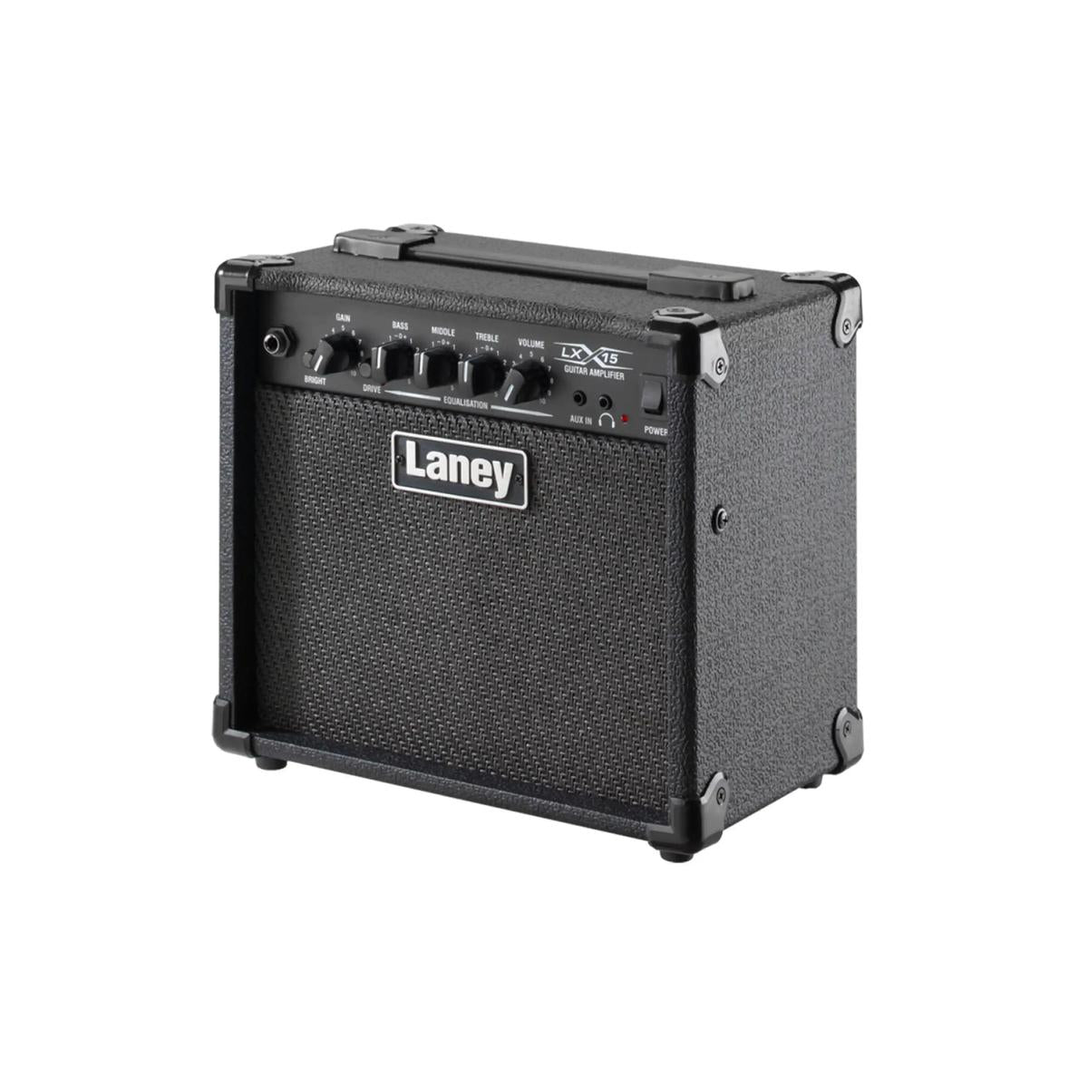 Laney LX15 black 15W combo amp, angled view from the right