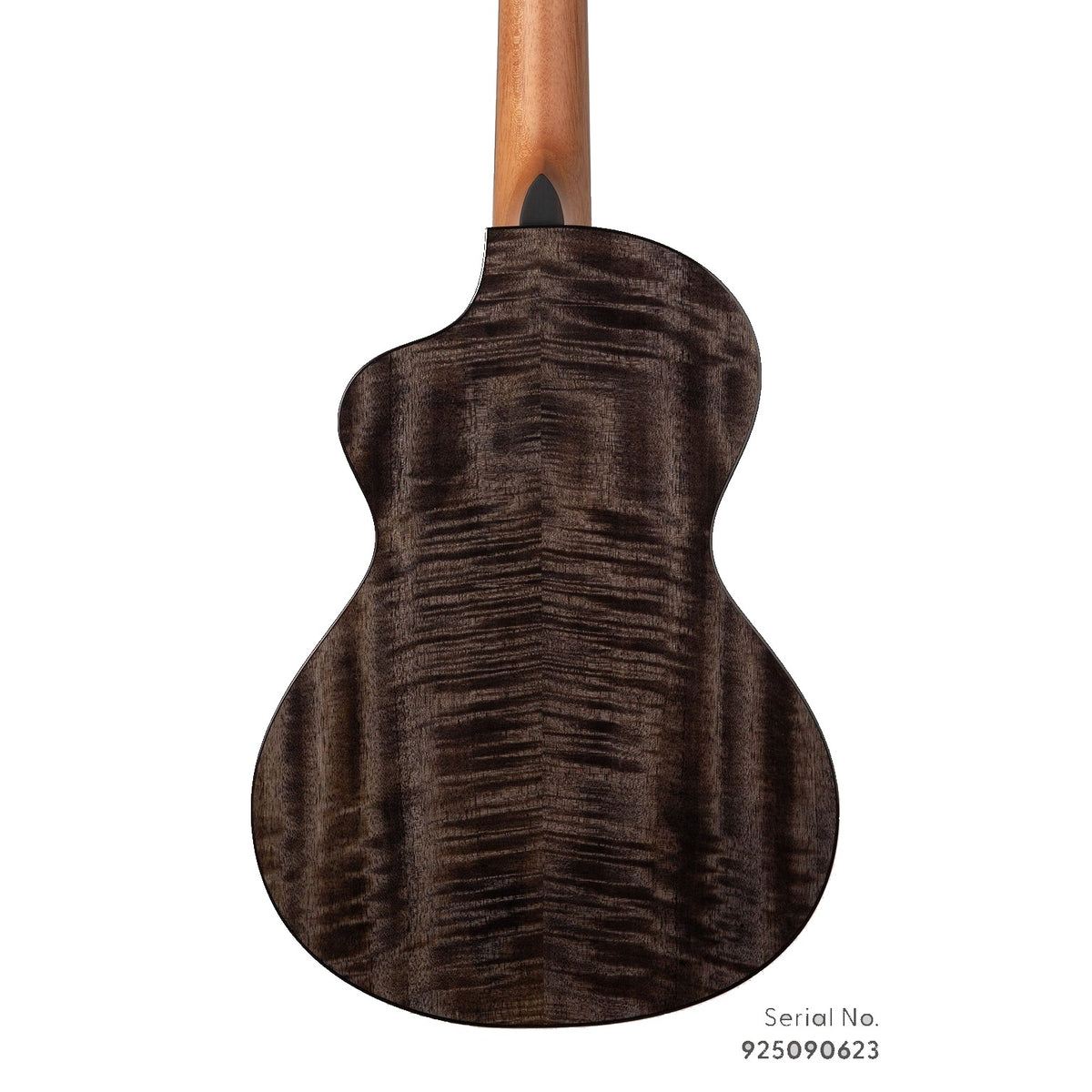Kala METD-BMR-B Metropolitan Deluxe baritone ukulele, serial 925090623, back view showing the bookmatched solid mango back grain