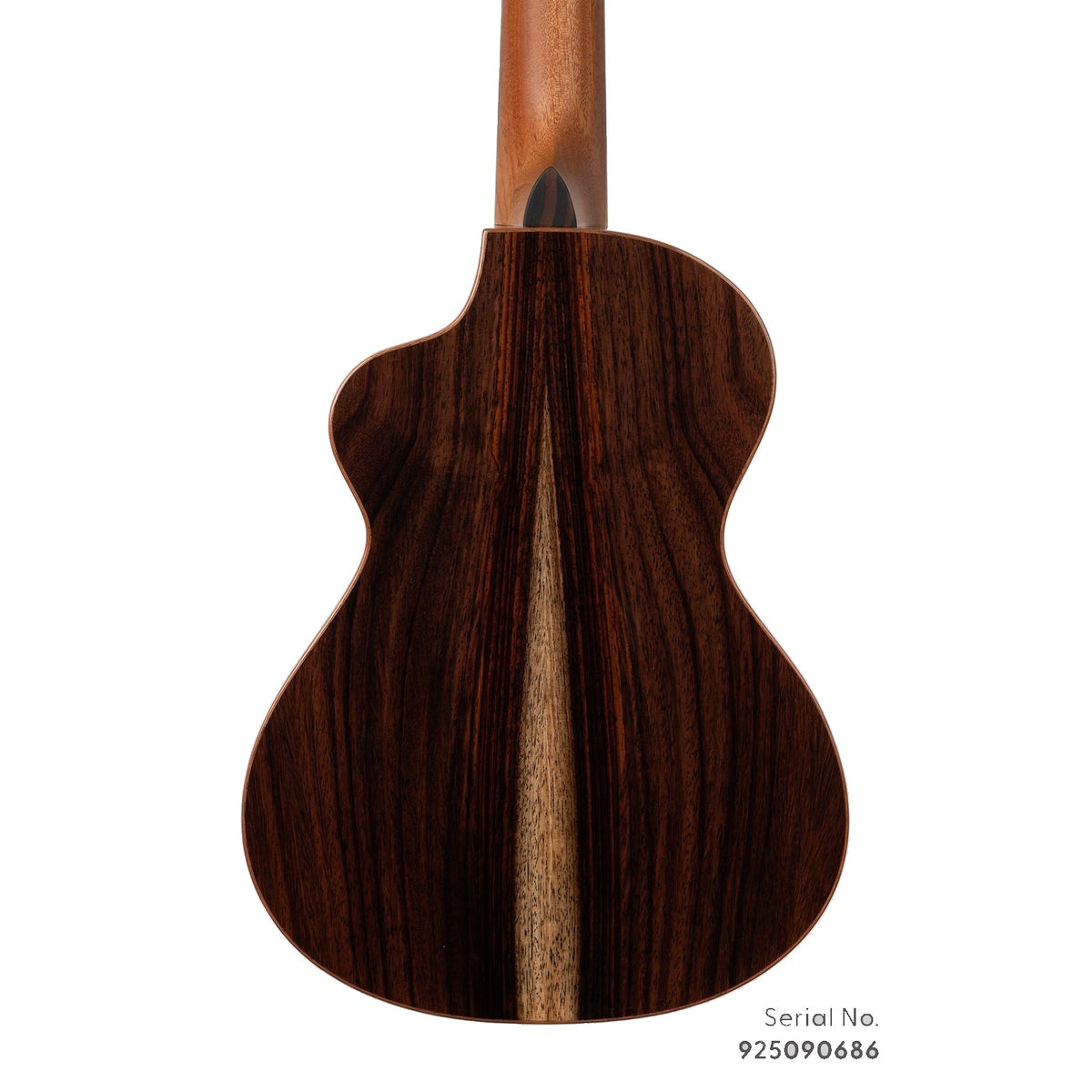Kala METD-SPR-T Metropolitan Deluxe tenor ukulele, serial 925090686, back view showing the solid rosewood back grain