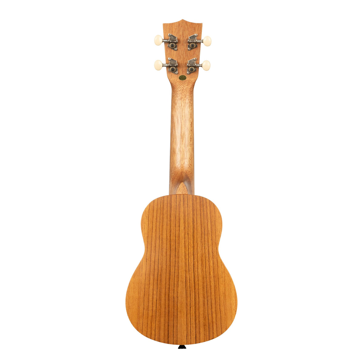 Back of the Makala Acacia Soprano ukulele showing the acacia back and neck