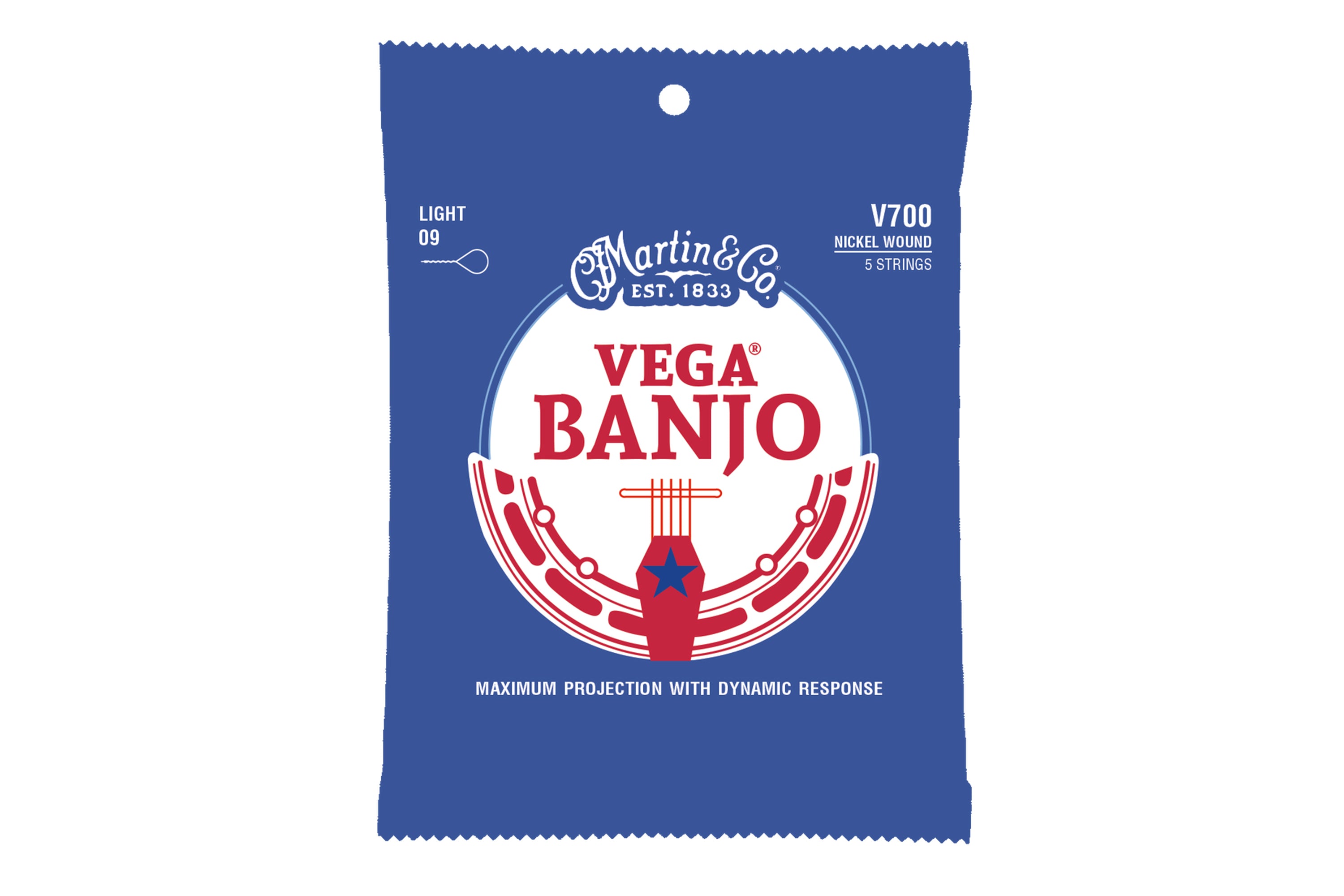 Martin V700 Vega Steel/Nickel Banjo Strings - .009-.009 Light 5-String