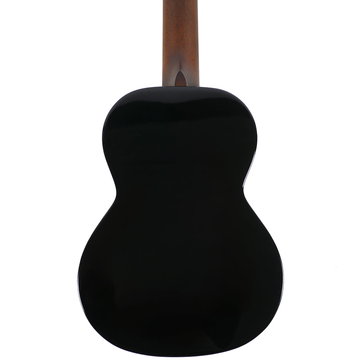 The rear view showcases the solid mahogany back and African mahogany neck of the Flight Nighthawk Tenor.