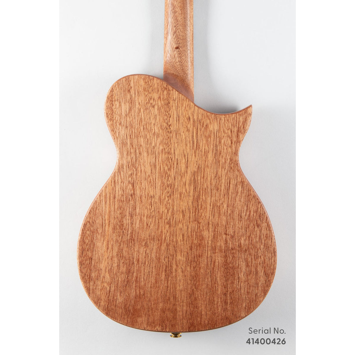 Kala NS-KOA-B-L Revelator Nautilus Left-Handed Hawaiian Koa Baritone Ukulele, serial 41400426, back view showing the mahogany back