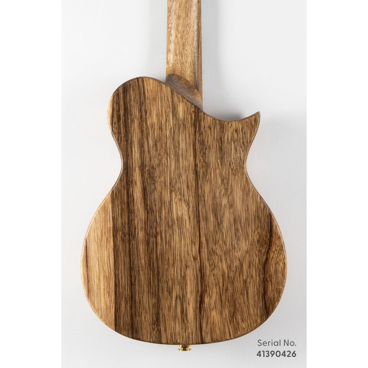 Kala NS-MYR-T-L Revelator Nautilus Left-Handed Myrtle Top Tenor Ukulele, serial 41390426, back view showing the korina back