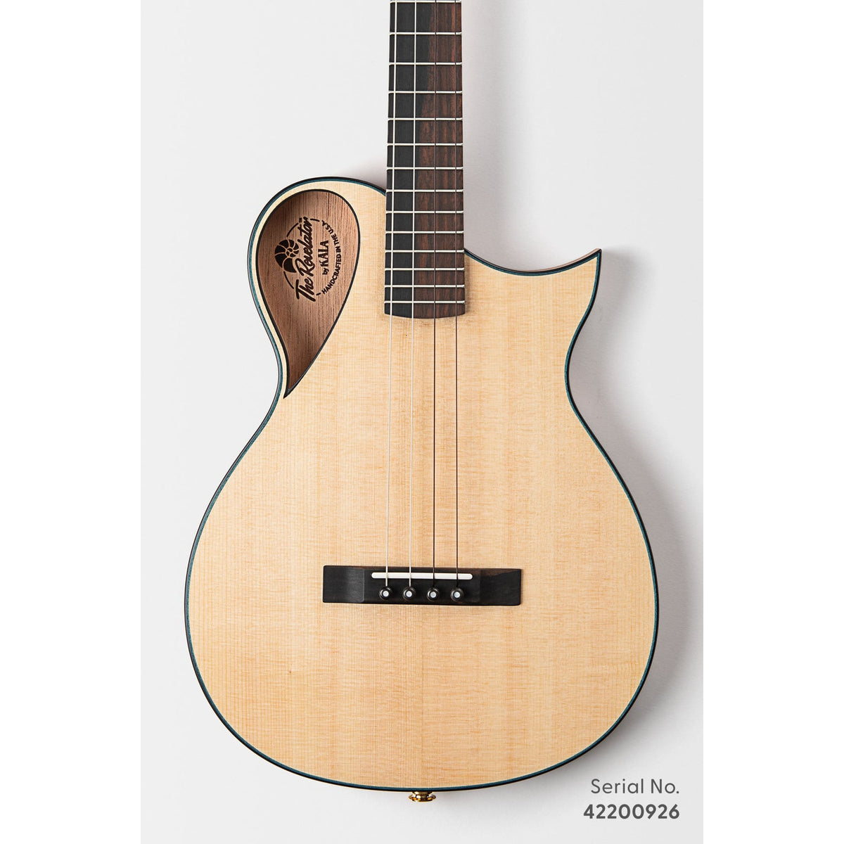 Kala NSL-SSWE-B Revelator Nautilus Limited Sitka Spruce Baritone Ukulele, serial 42200926, front view showing the Sitka spruce top and white ebony fingerboard