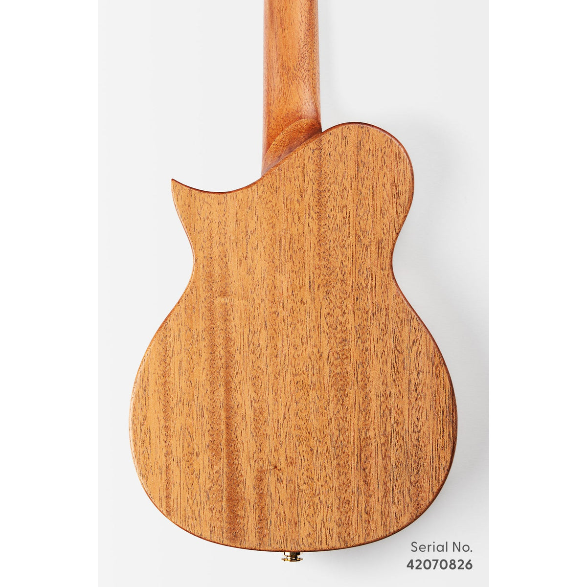Kala NSL-TSPR-T Revelator Nautilus Limited Torrefied Spruce Tenor Ukulele, serial 42070826, back view showing the solid mahogany back