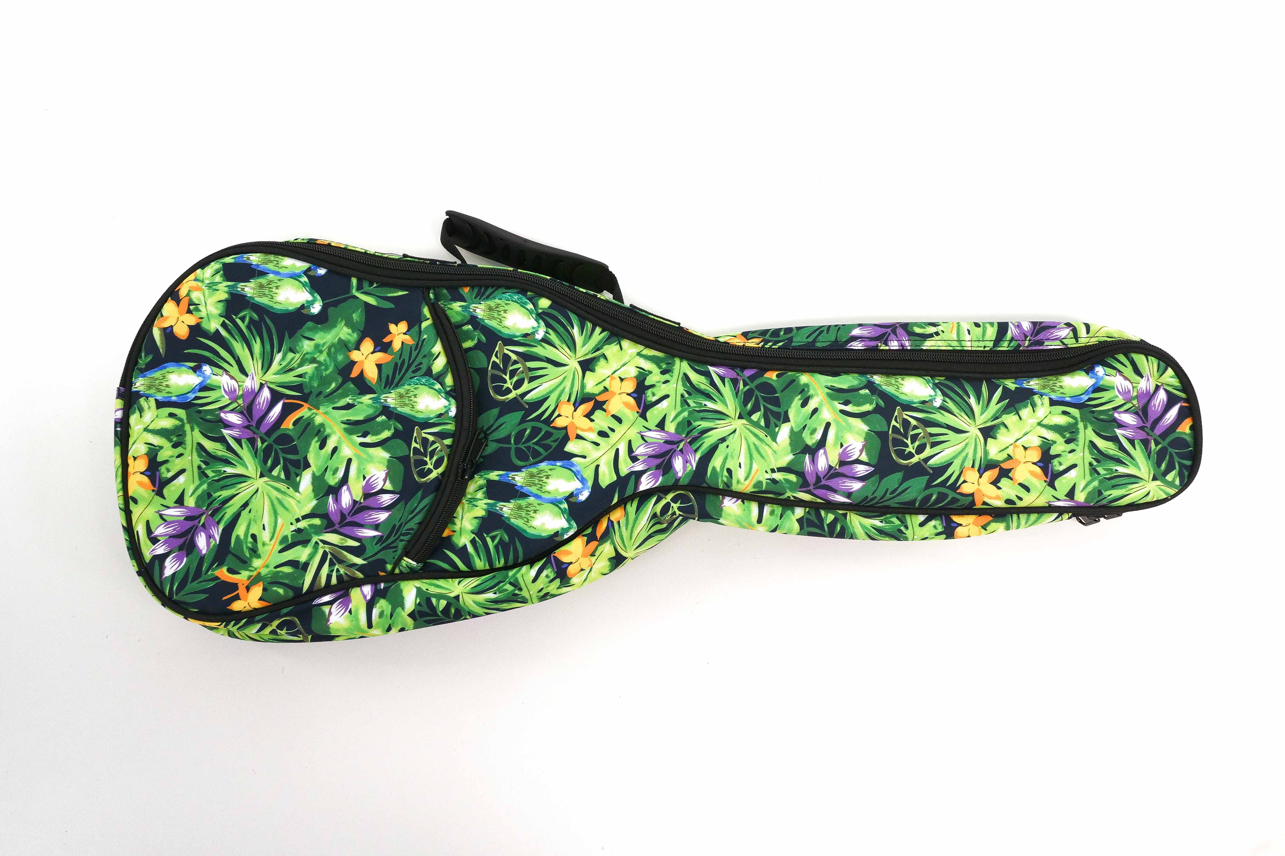 [BAG BLOWOUT] Ohana UB-21-AG Hawaiian Green Floral Print Ukulele Gigbag - SOPRANO