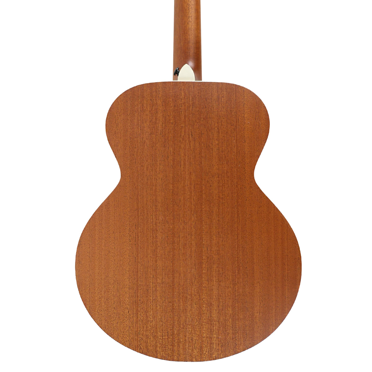 The rear view highlights the mahogany laminate back and satin lacquer finish of the Flight PIXI MAH.