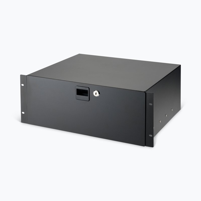 On-Stage RDL4000 black 4U steel rack drawer with handle and key lock