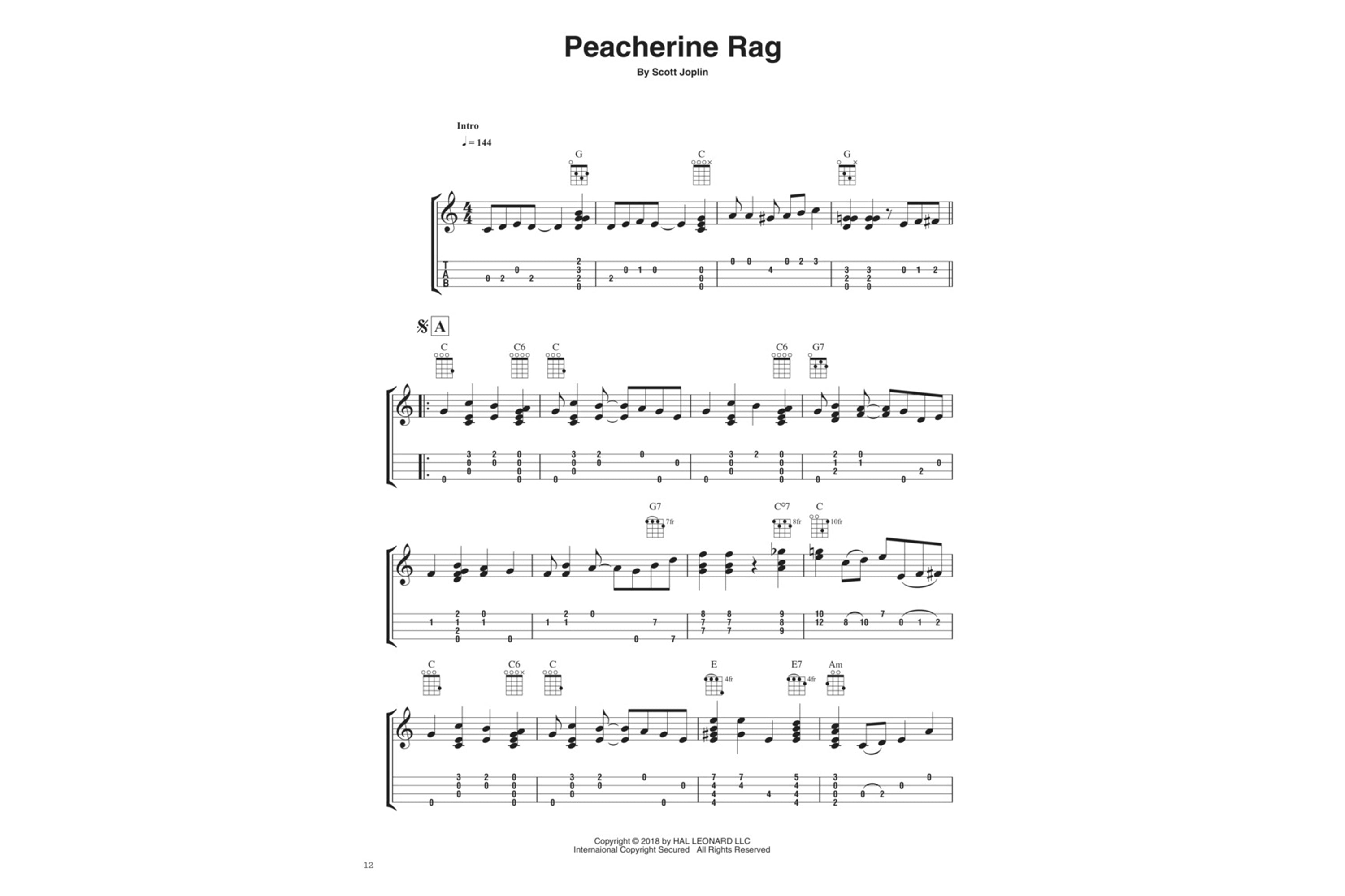Ragtime Fingerstyle Ukulele 15 Classic Rags Arranged for Solo Ukulele