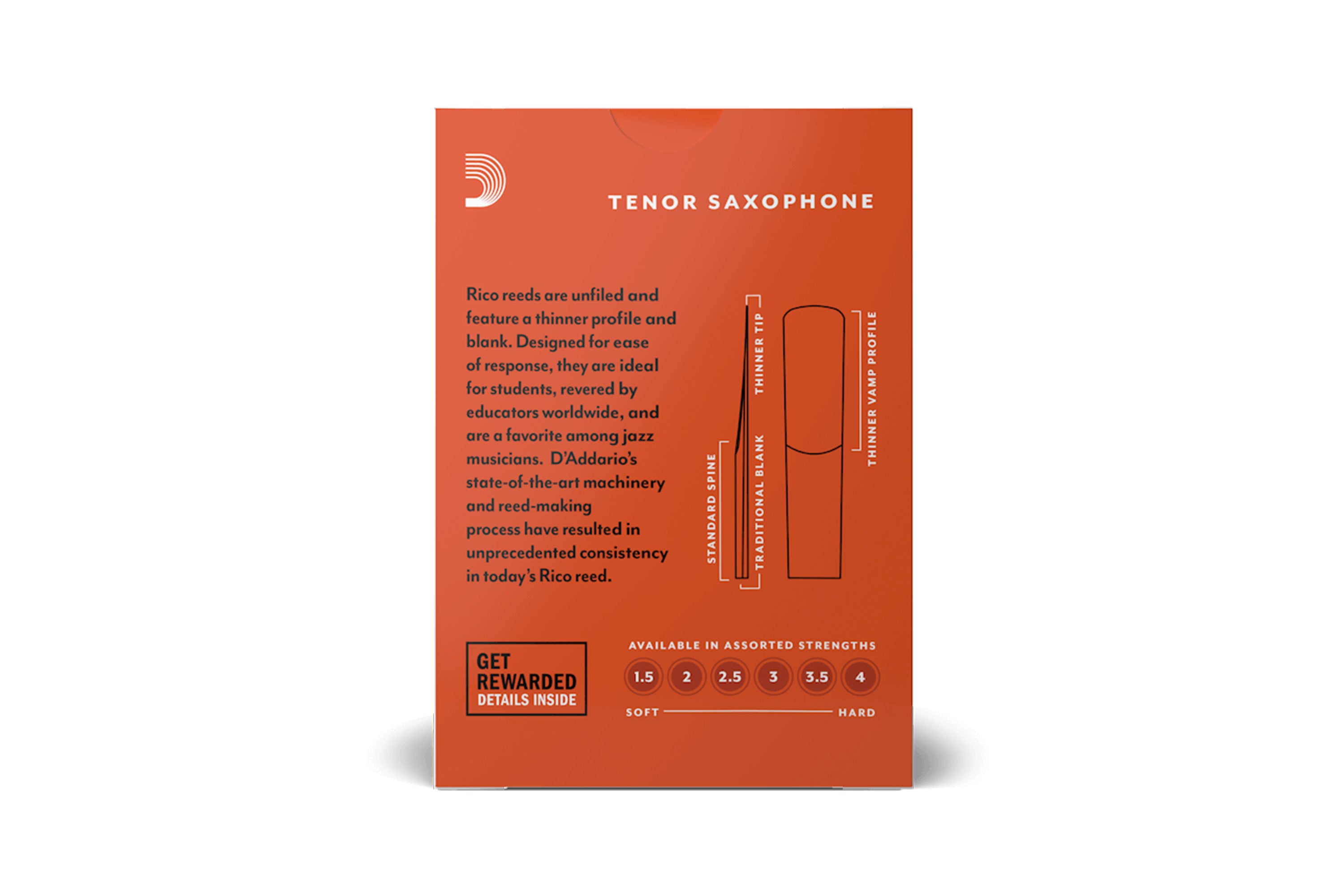 Rico by D'Addario Tenor Saxophone Reeds Strength 2.0 - 10 Pack