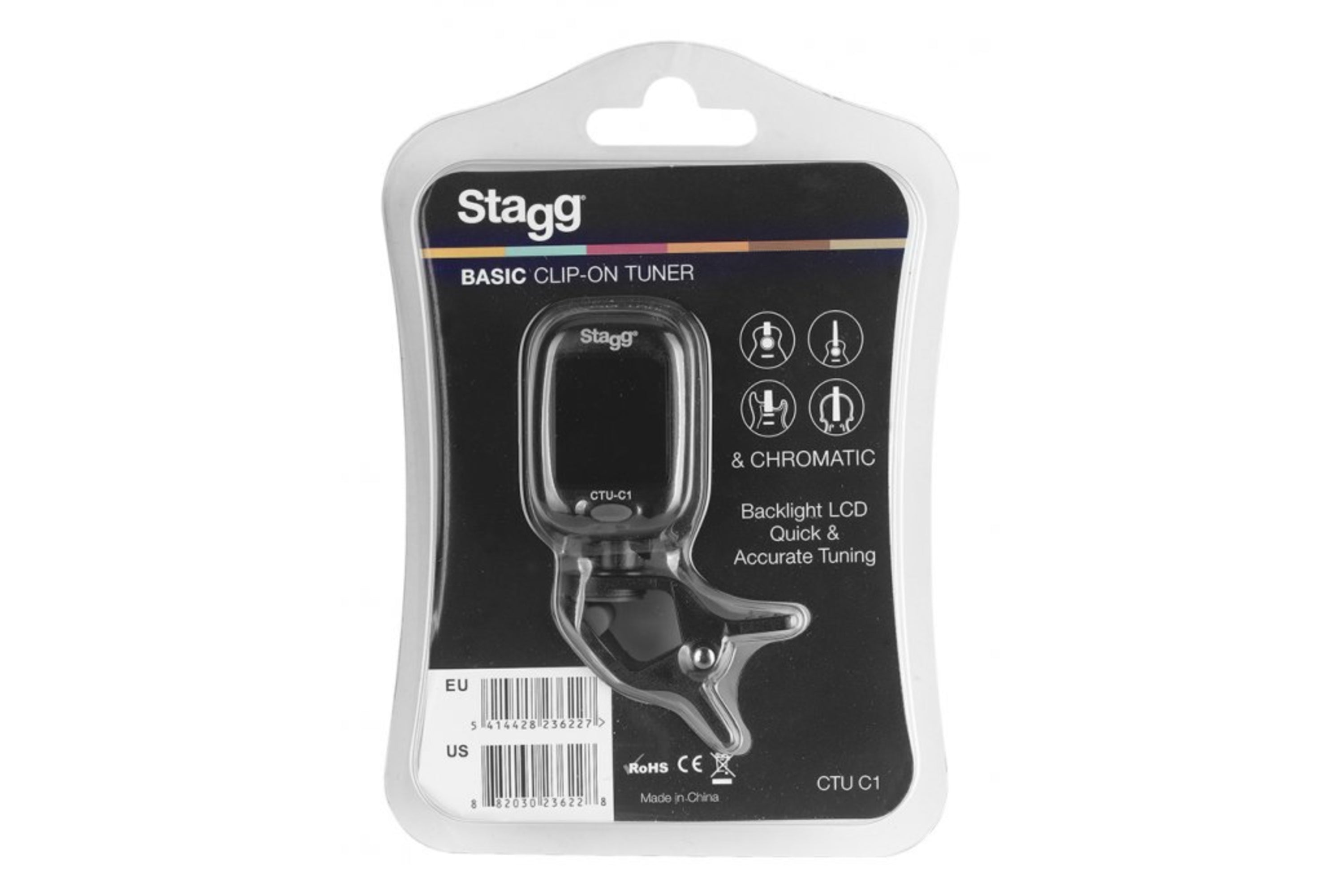 Stagg CTU-C1 Basic Clip-On Tuner - Black
