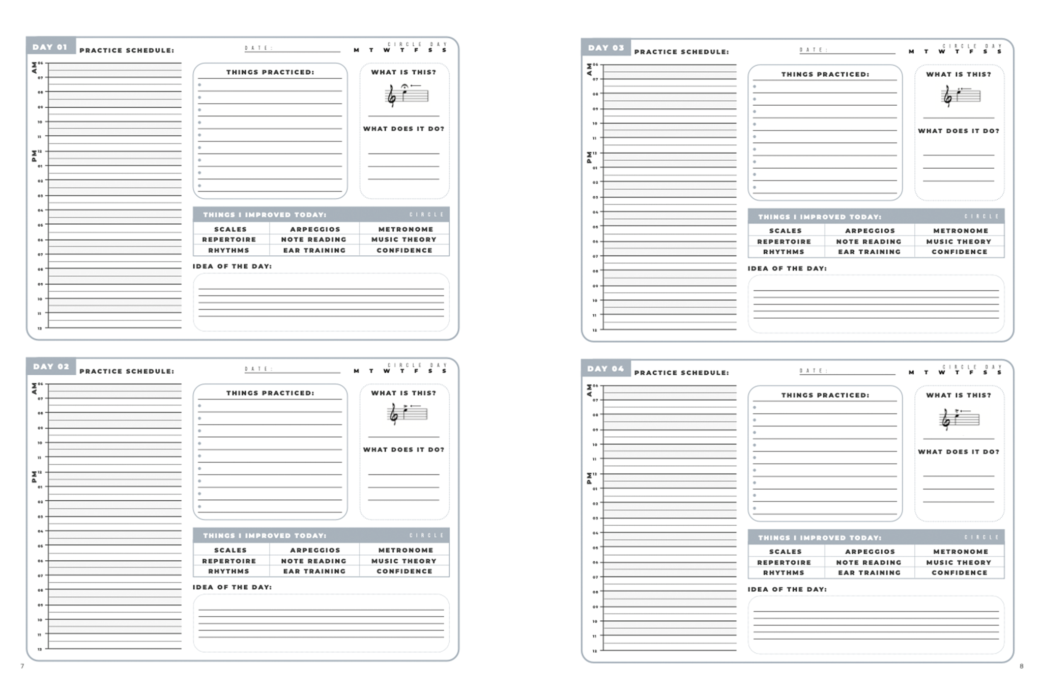Vosta 30 Day Musician Practice Book