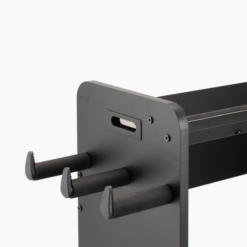 Close-up of the On-Stage GWS5000B side hangers and carry handle