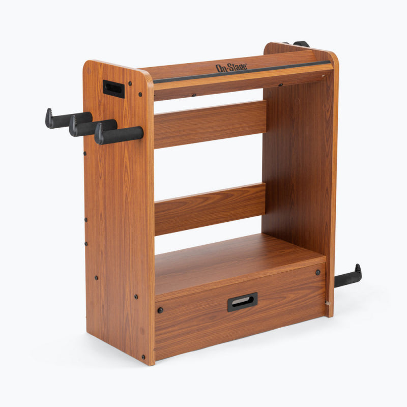 On-Stage GWS5000RB rosewood guitar workstation with amp shelf, side hangers and pedalboard drawer