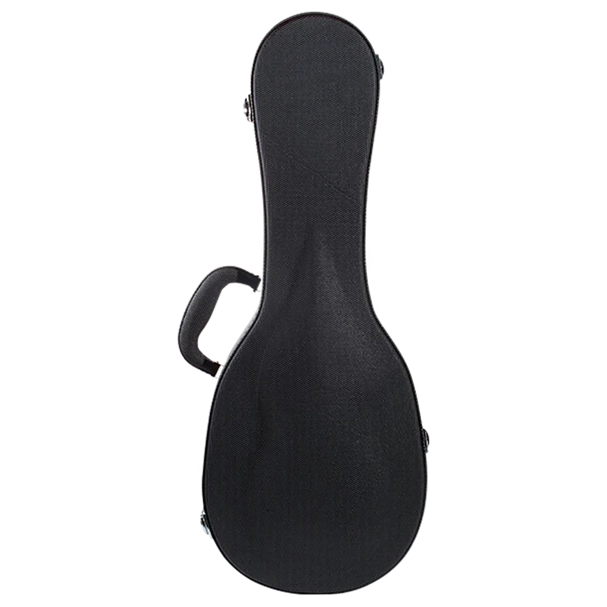 A black hardshell Ohana UCP-24 concert ukulele case with a built-in carrying handle, shown from a top-down view.