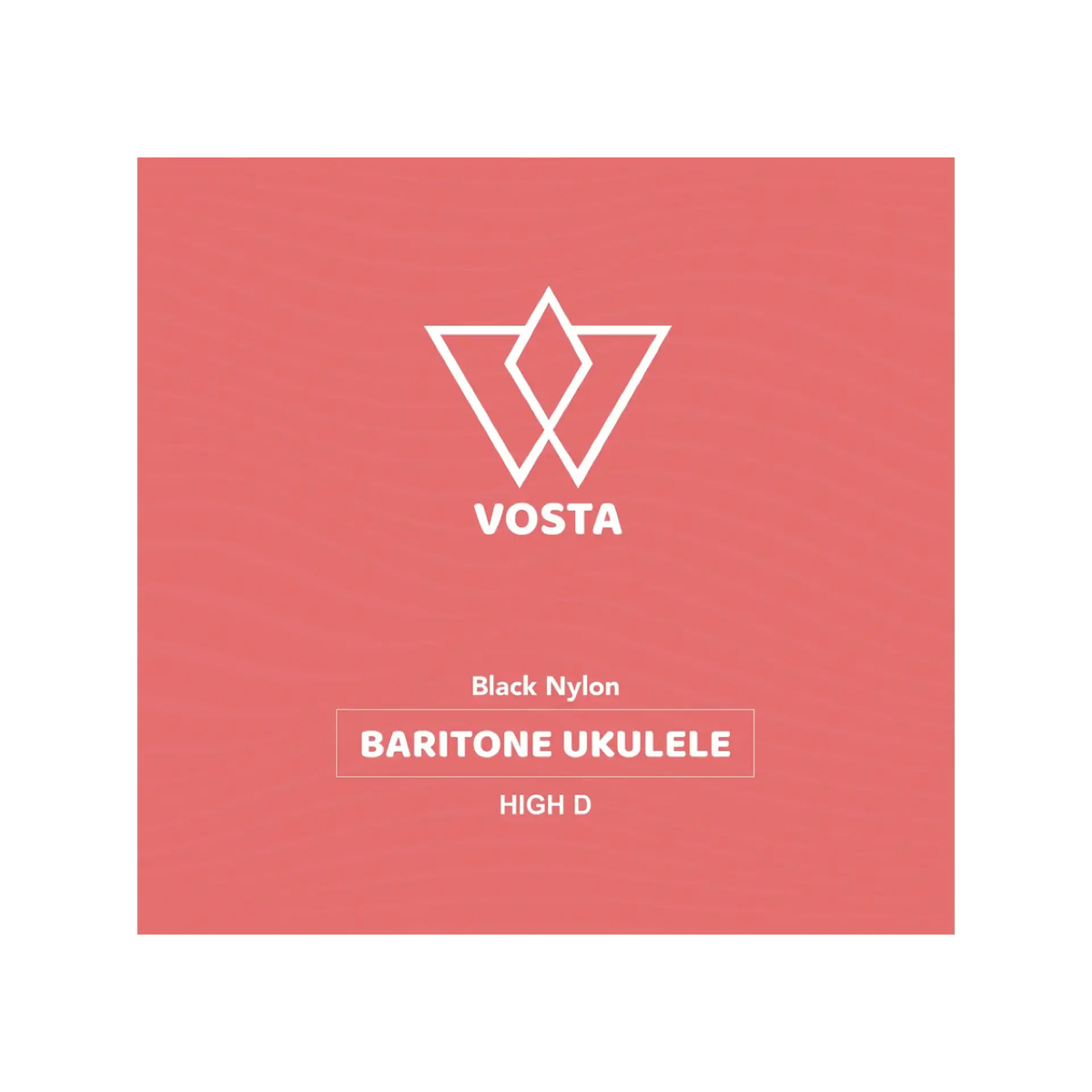 Vosta black nylon baritone ukulele string packet, high D, front of the sleeve