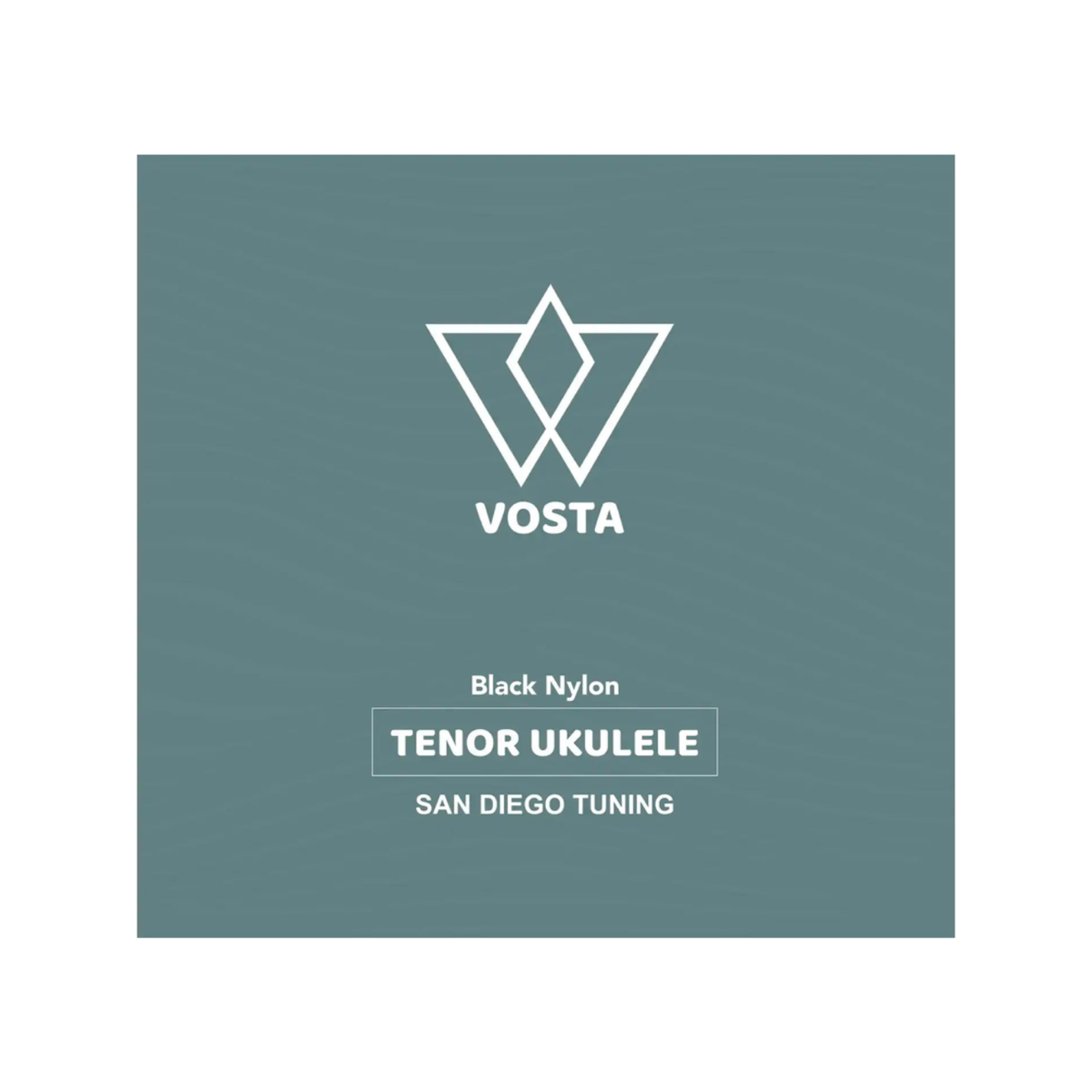 Vosta black nylon tenor ukulele string packet, San Diego tuning, front of the sleeve