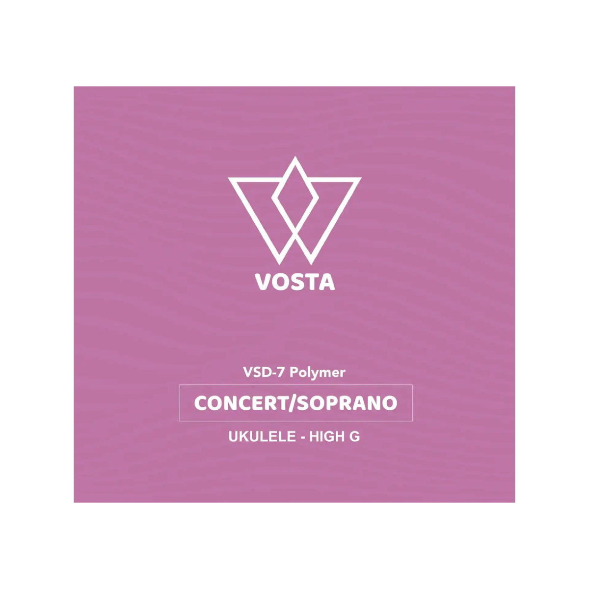 Vosta VSD-7 Polymer soprano and concert string packet, high G, front of the purple sleeve