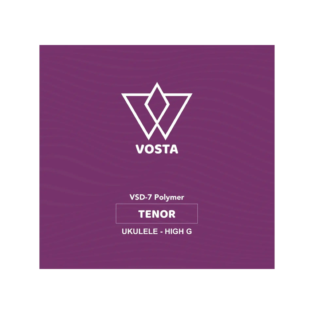 Vosta VSD-7 Polymer tenor ukulele string packet, high G, front of the purple sleeve