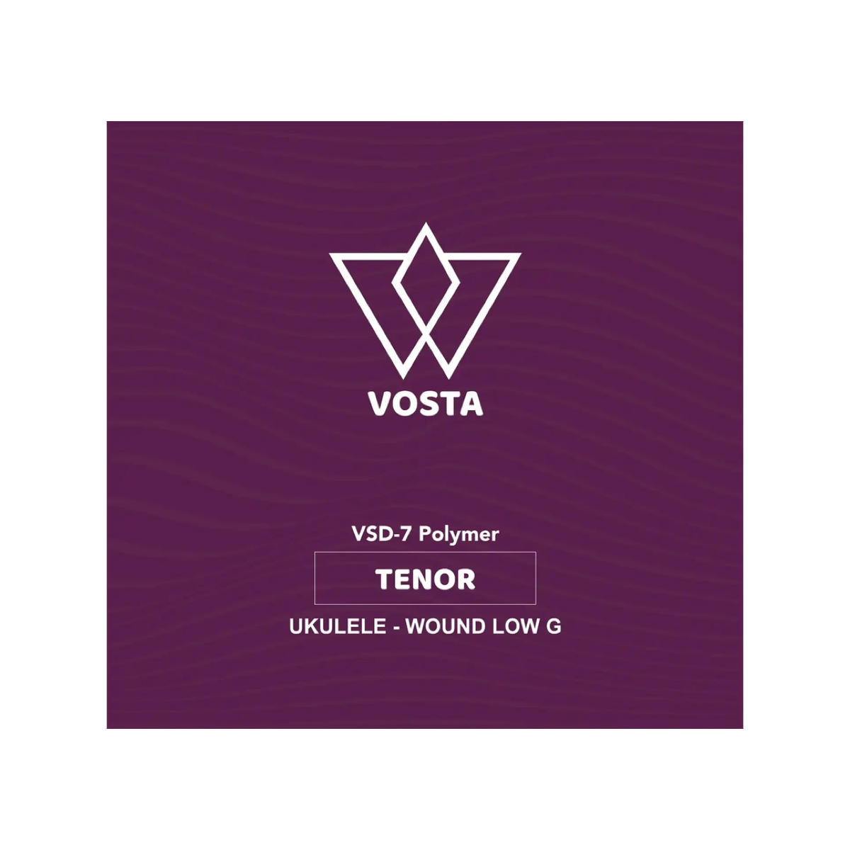 Vosta VSD-7 Polymer tenor string packet, wound low G, front of the purple sleeve