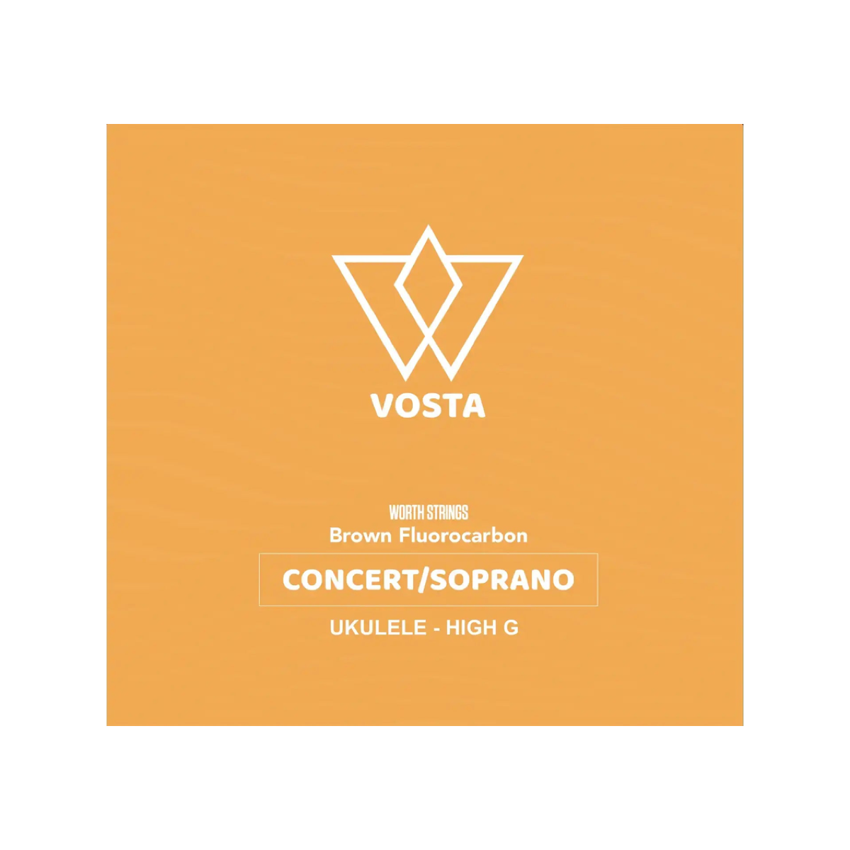 Worth Brown by Vosta fluorocarbon soprano and concert string packet, high G, front of the gold sleeve