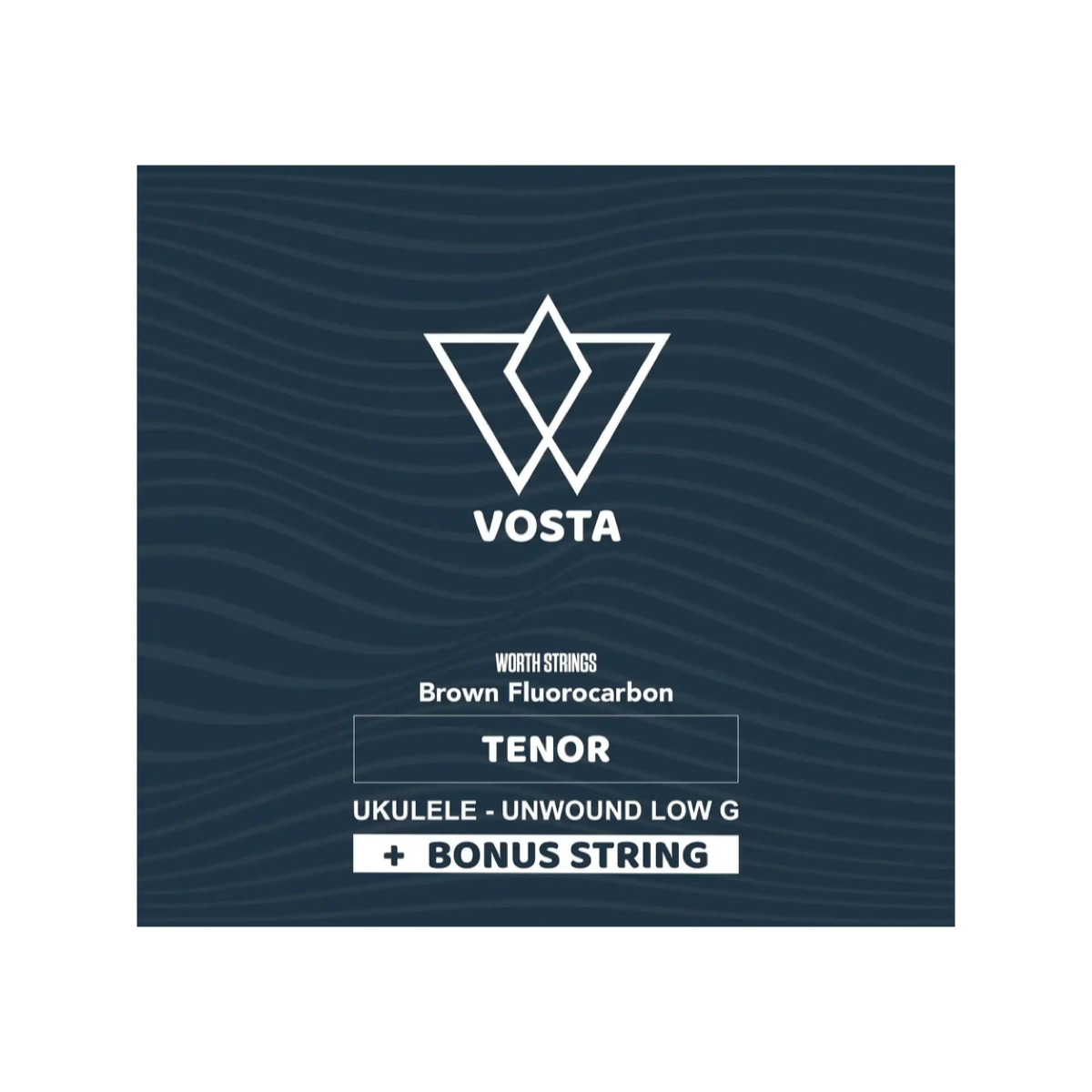 Worth Brown by Vosta fluorocarbon tenor packet, unwound plus bonus wound low G, front of the gold sleeve