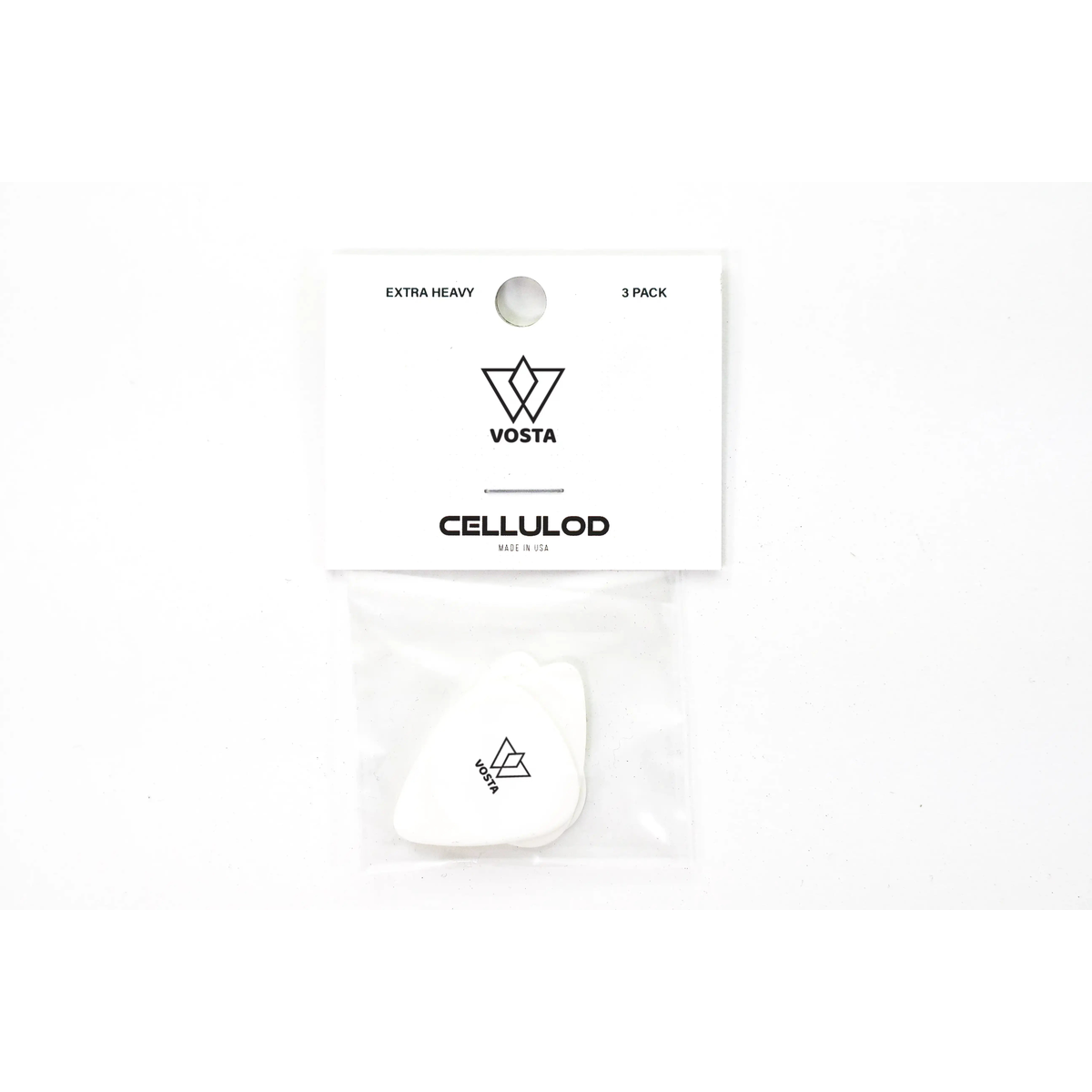 VostaExtraHeavyCelluloidWhitePicks-12Pack | Terry Carter Music Store