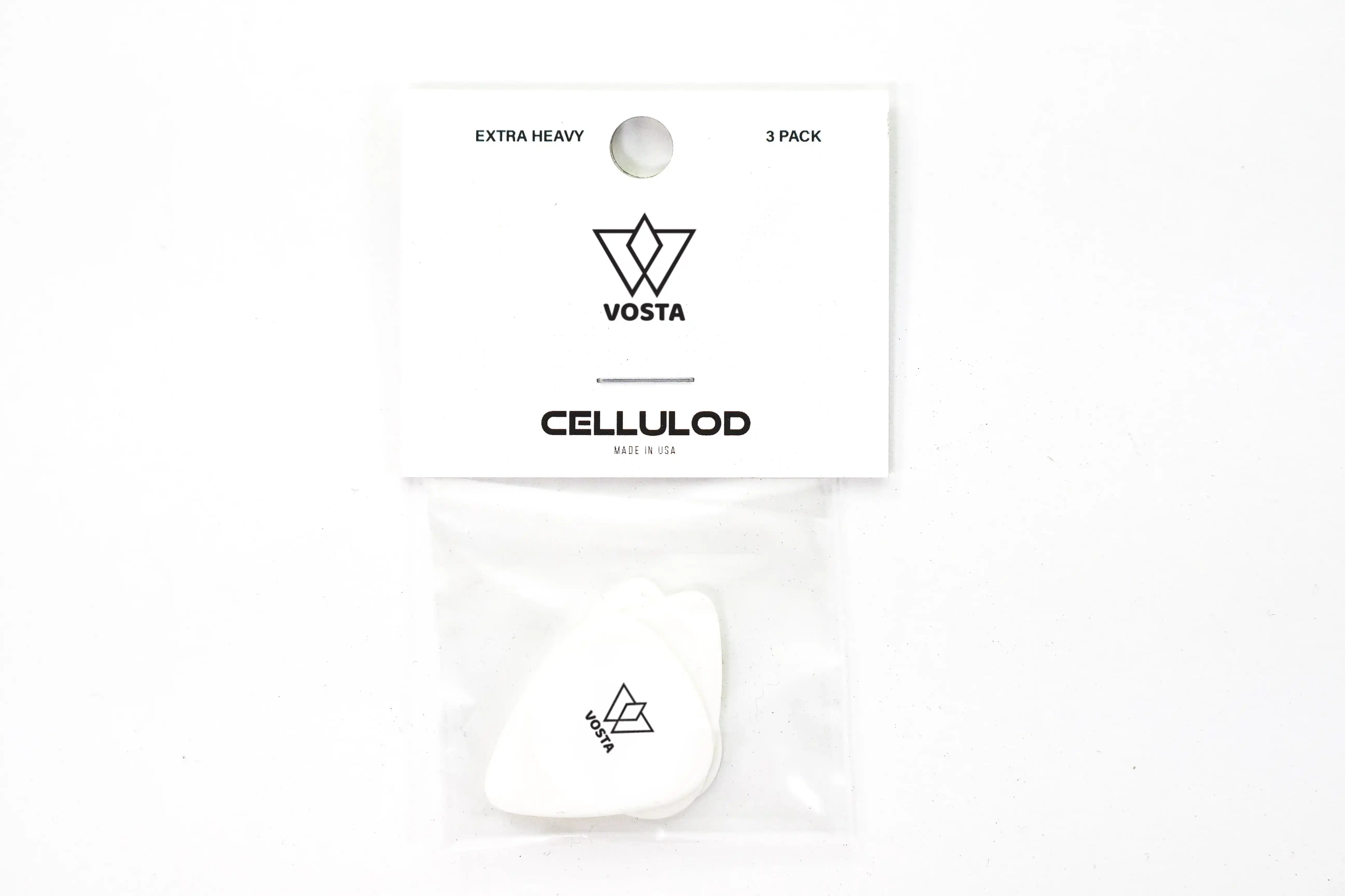 VostaExtraHeavyCelluloidWhitePicks-12Pack | Terry Carter Music Store