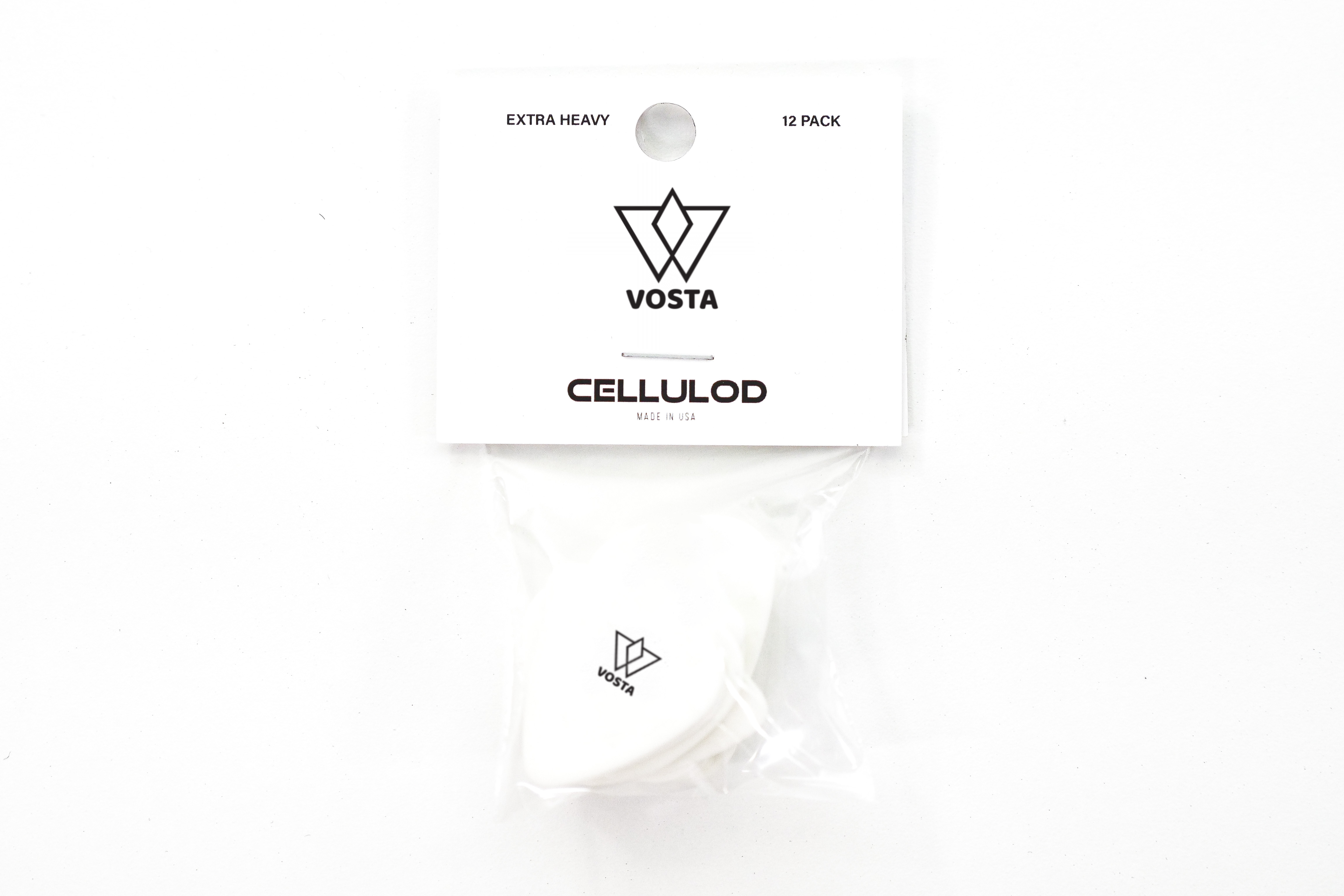 Vosta Extra Heavy Celluloid White Picks - 3 Pack